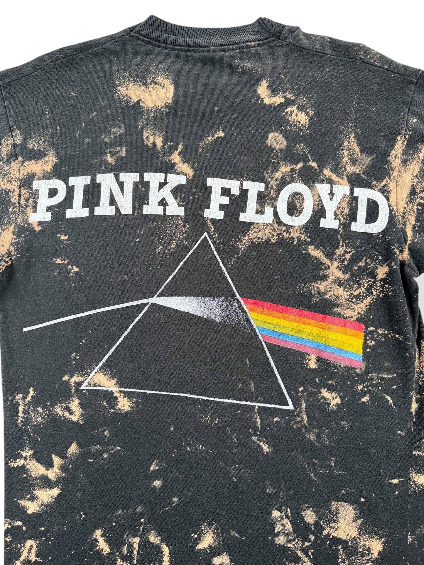 Back Graphic of Vintage 90s Pink Floyd Bleach Dye Tee SZ L (Fits M)