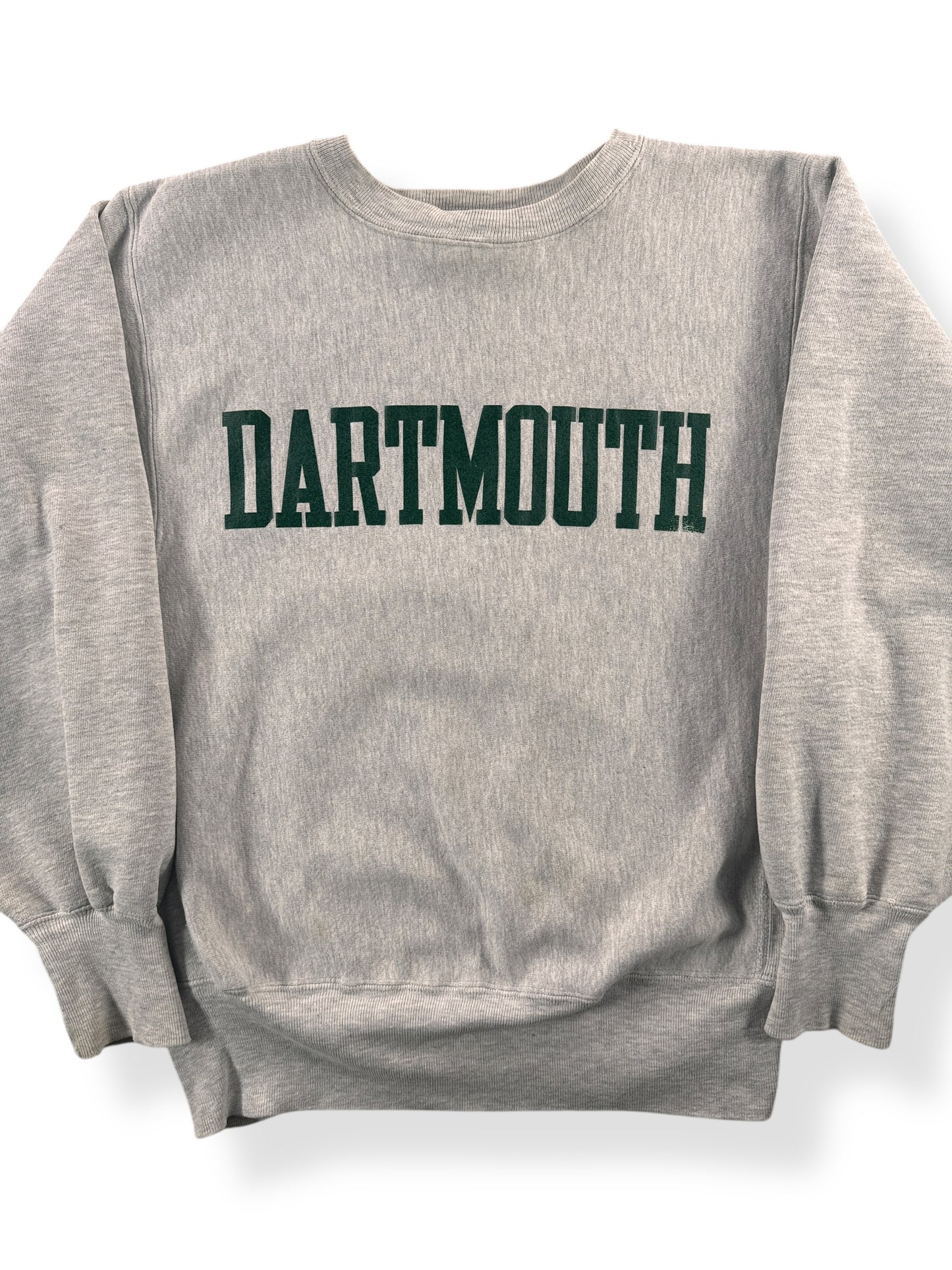 Front Close Up of Vintage Champion Reverse Weave Dartmouth Crewneck SZ M