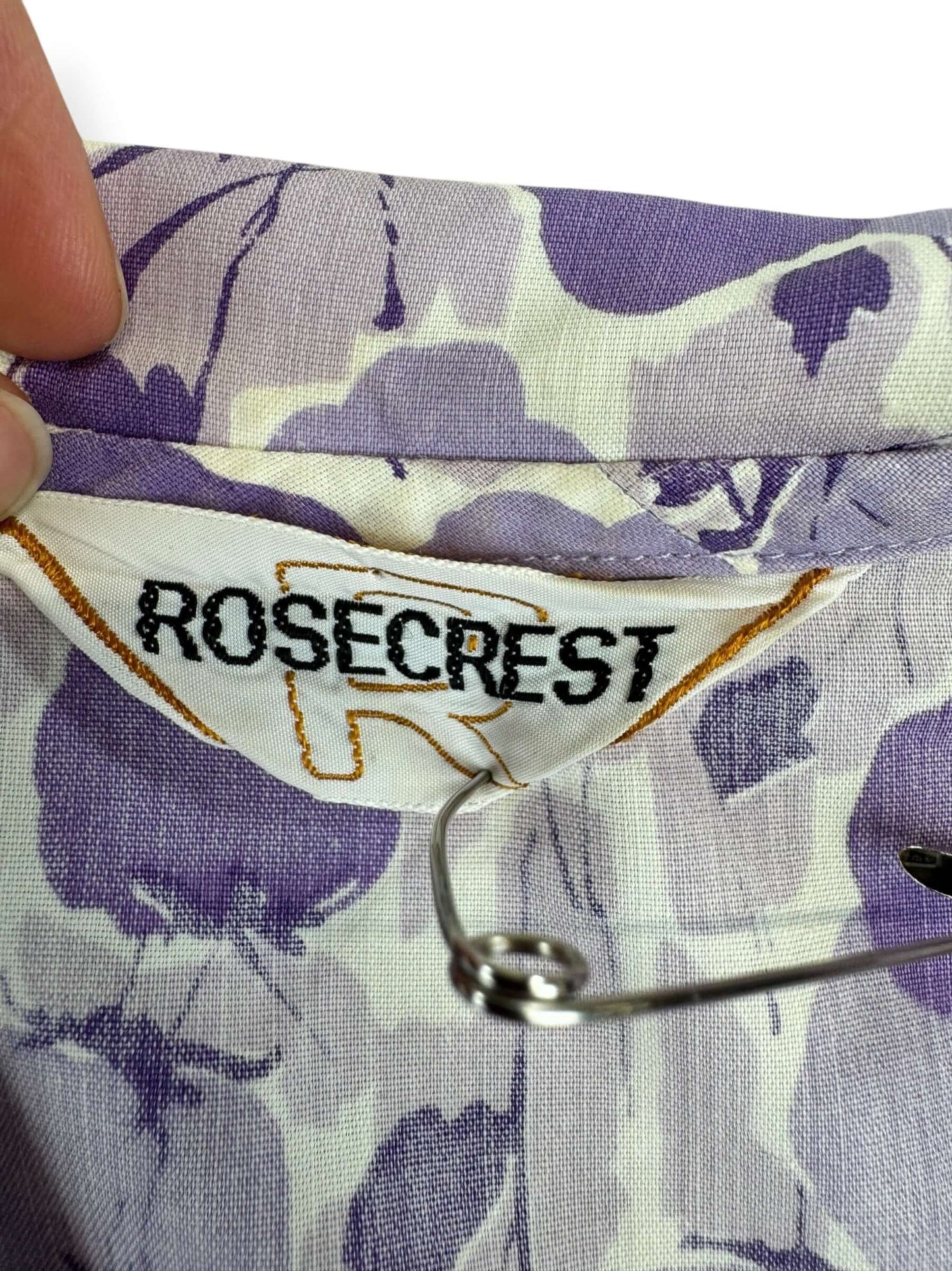 Tag view of 1950s Purple Strawberry Top M