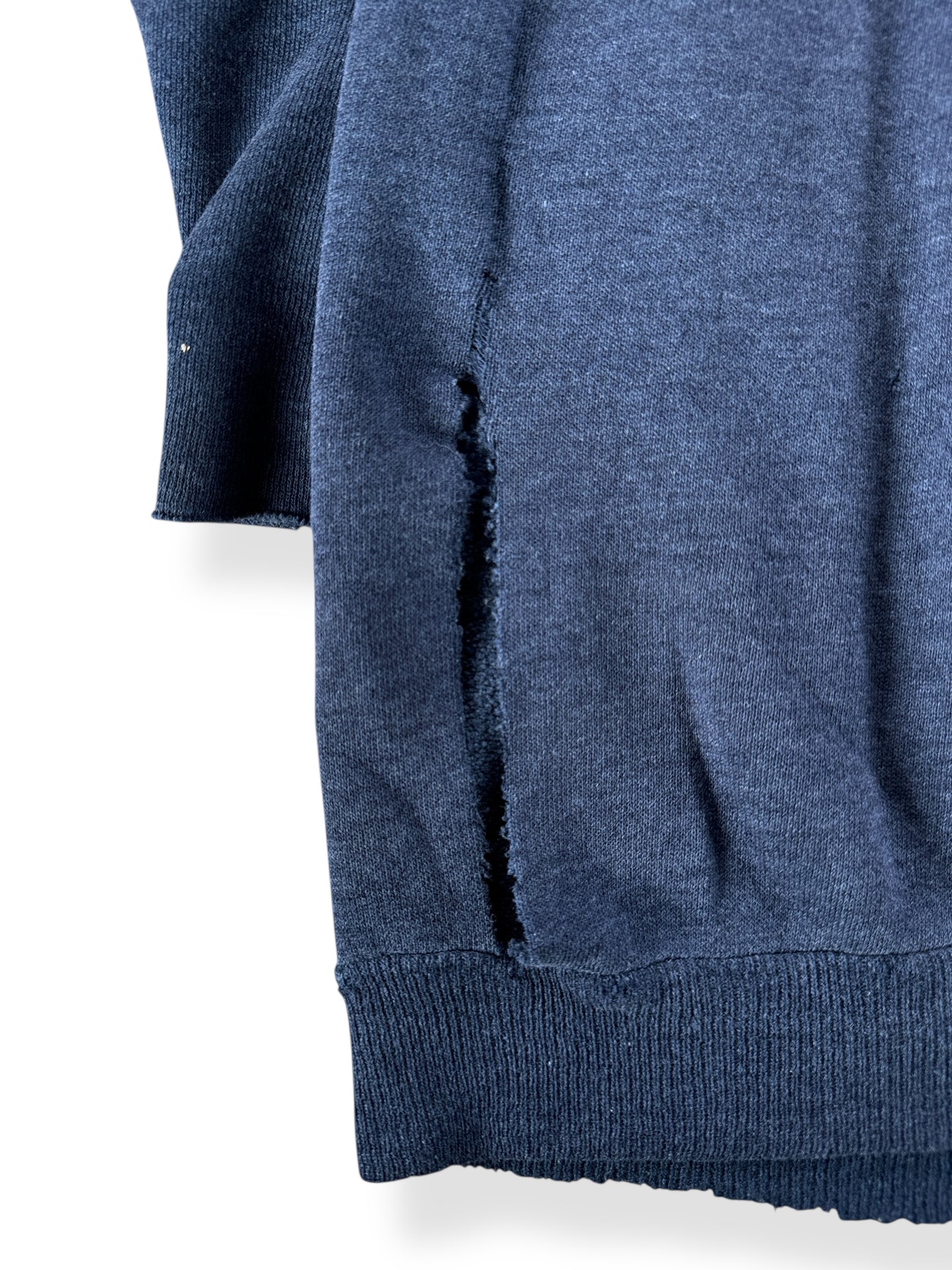 Tear on Back Left of Vintage Chopped Up Navy Annapolis Sweatshirt SZ L