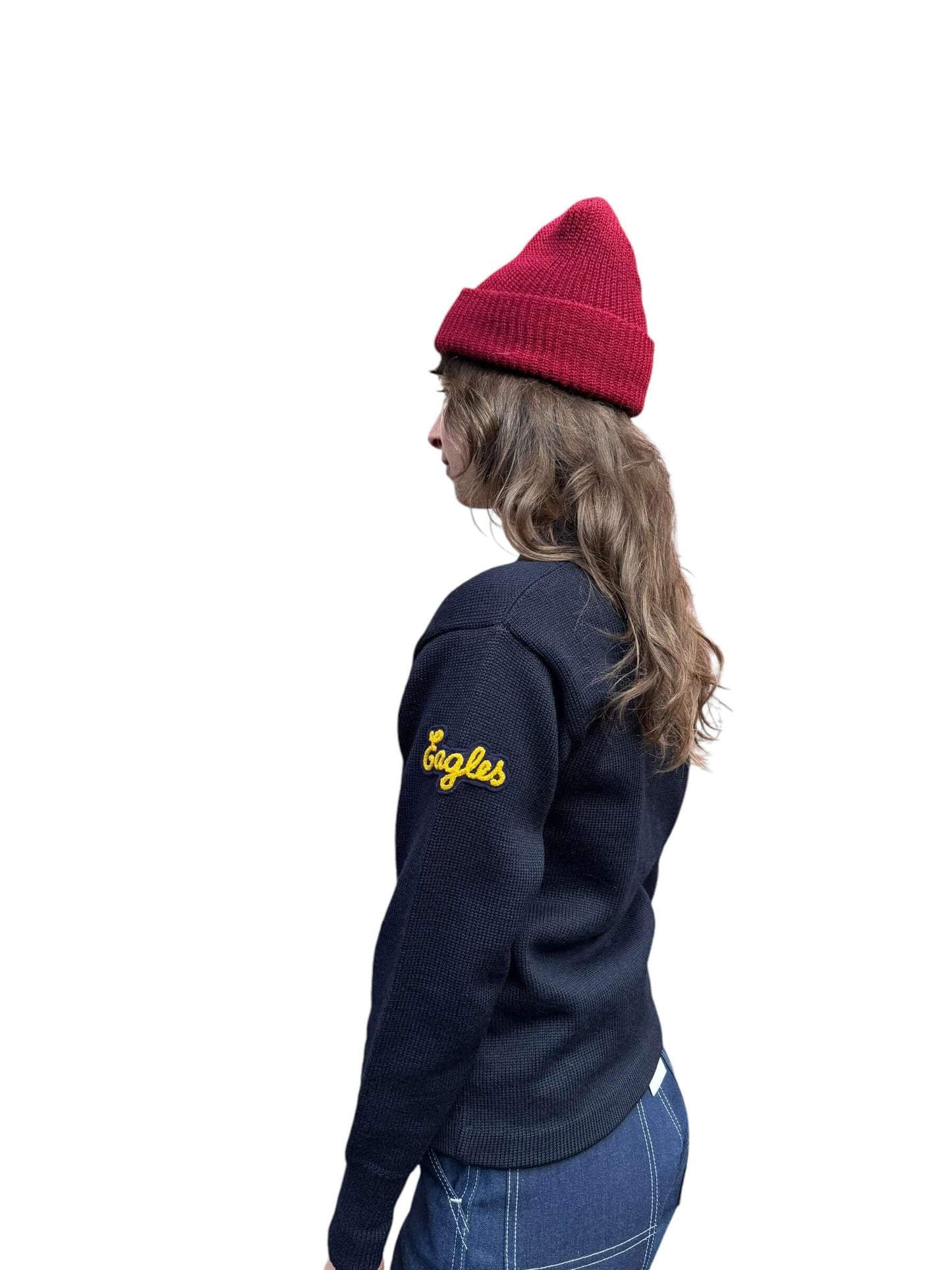 Side view of 1964 Lasley Fitness USA Letterman Cardigan S