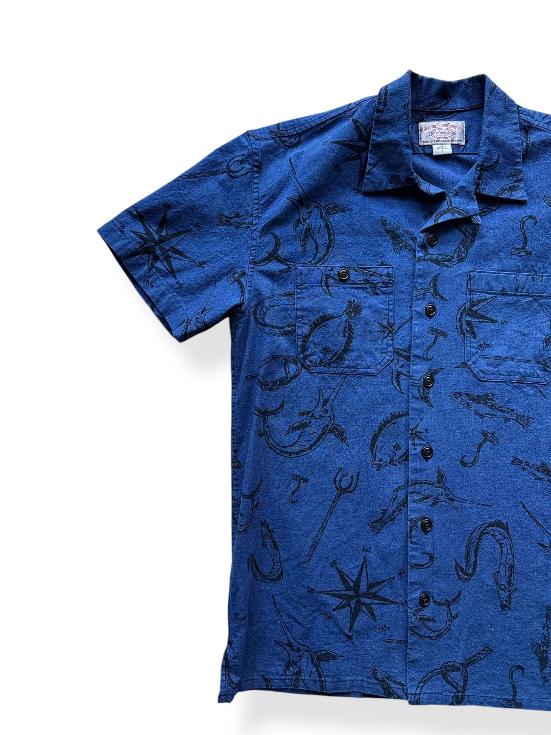 Front Right of Filson Short Sleeve Fishing Camp Shirt SZ S
