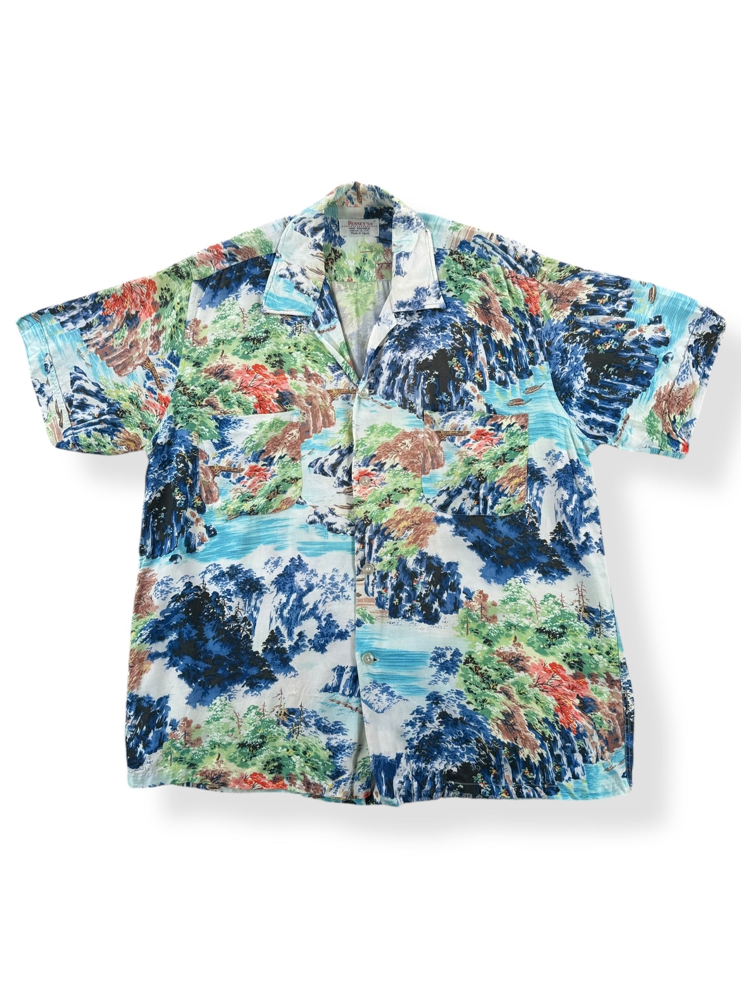 Front of Vintage Penneys Rayon Aloha Shirt SZ M