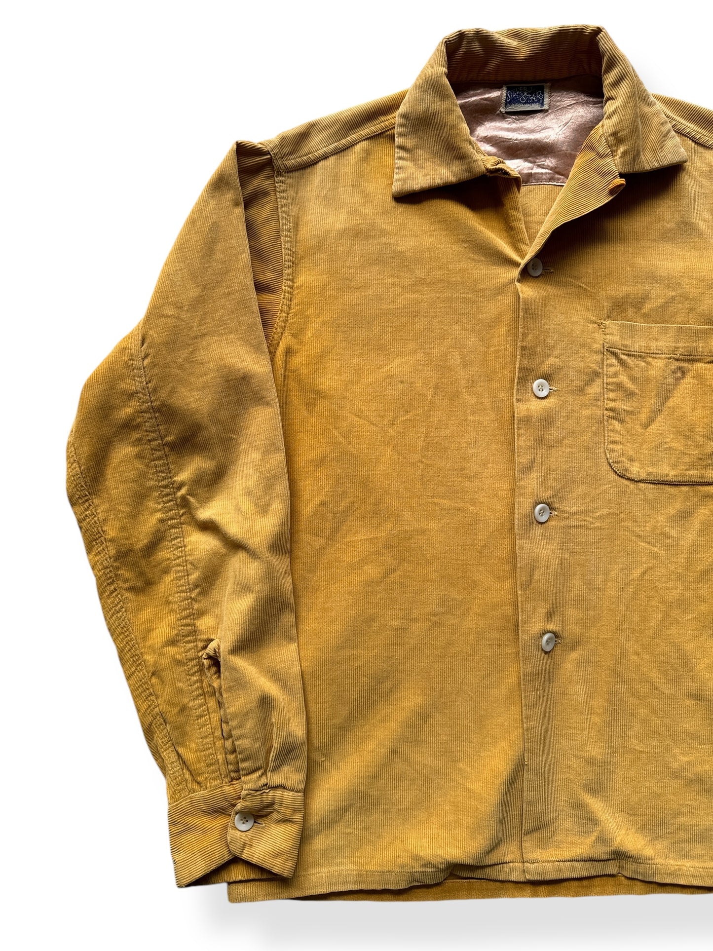 Front Right of Vintage Silver Star Corduroy Loop Collar SZ M