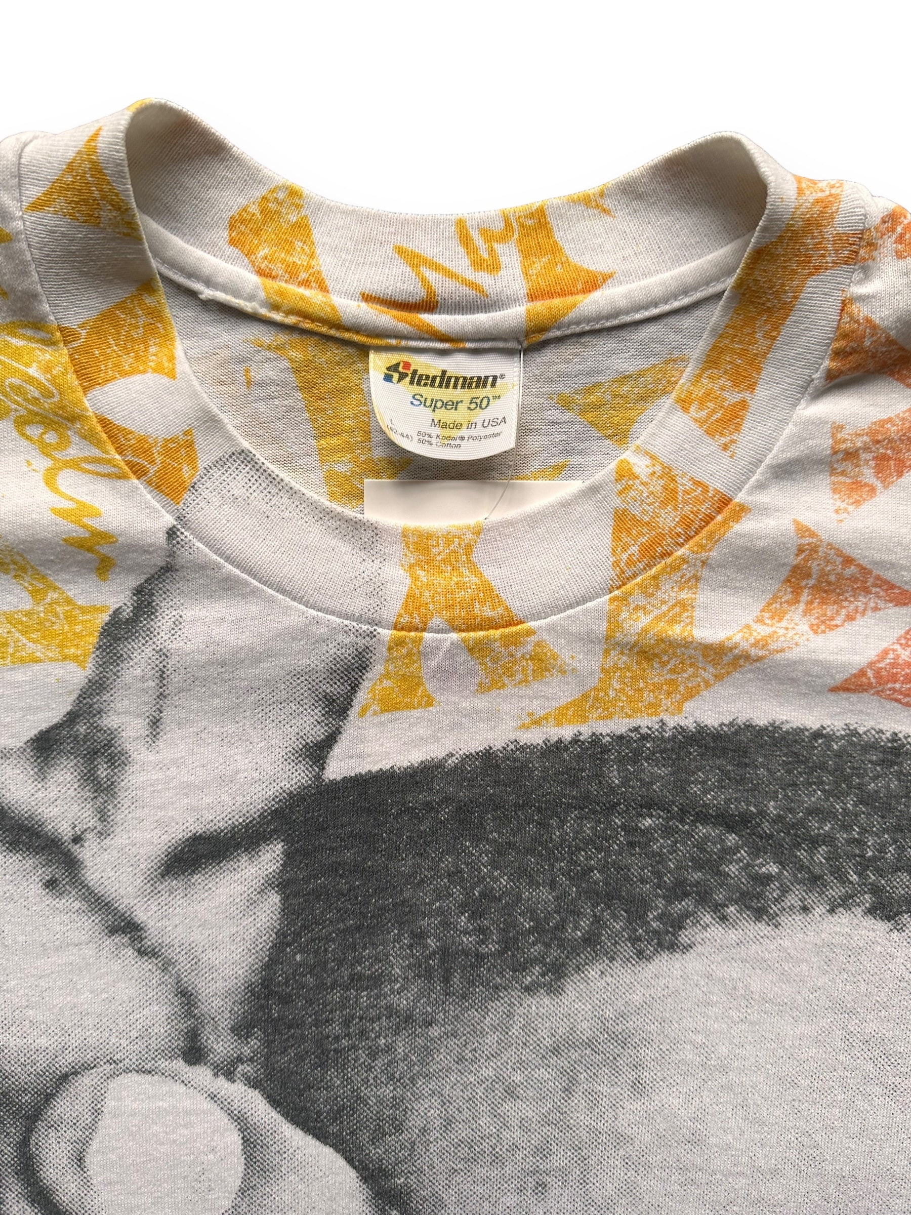 Tag View of Vintage Malcolm X All Over Print Tee SZ L | Vintage Malcolm X T-Shirts Seattle | Barn Owl Vintage Clothing Seattle
