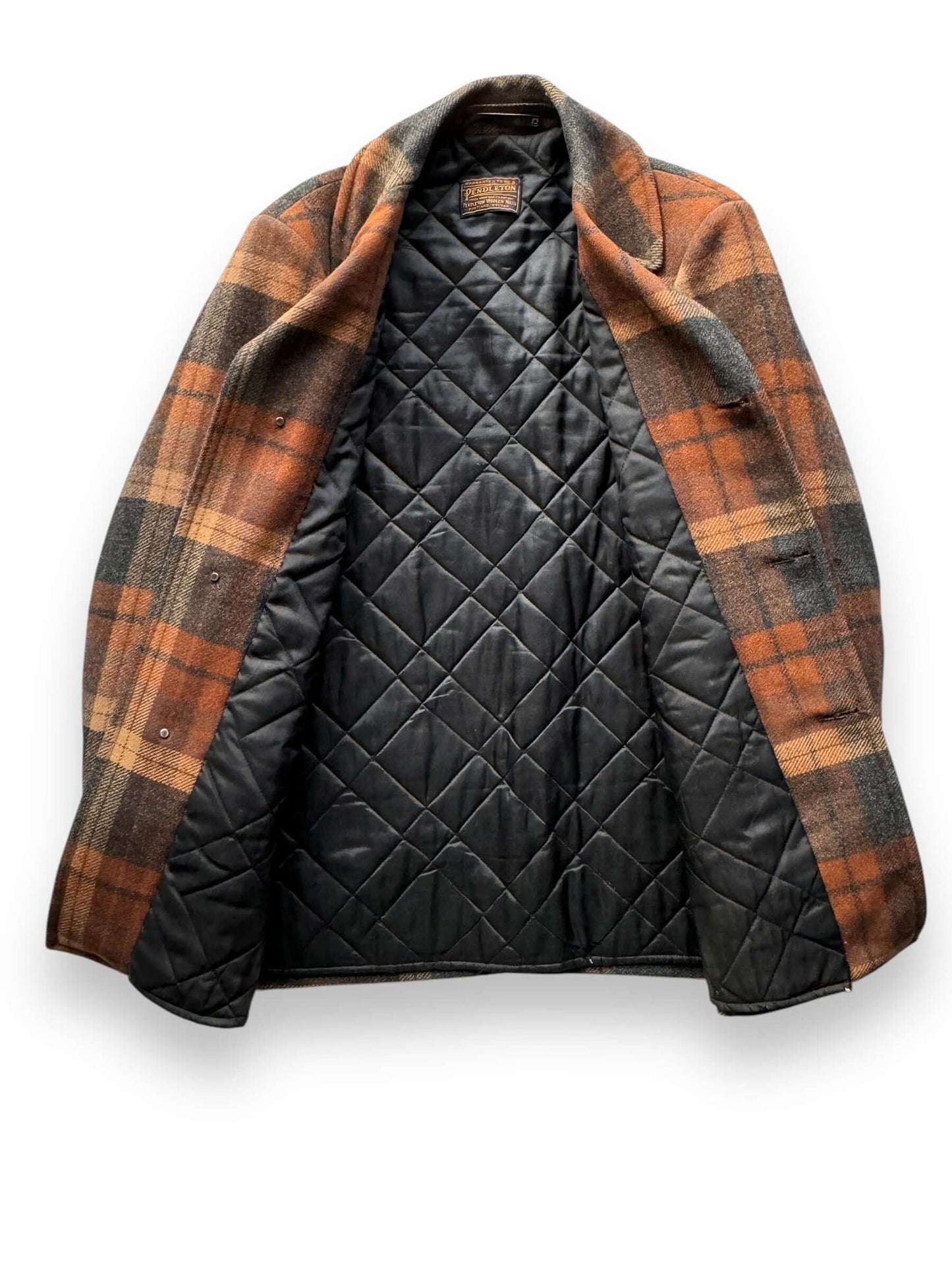 Inside of Vintage Pendleton Plaid Overcoat SZ 42