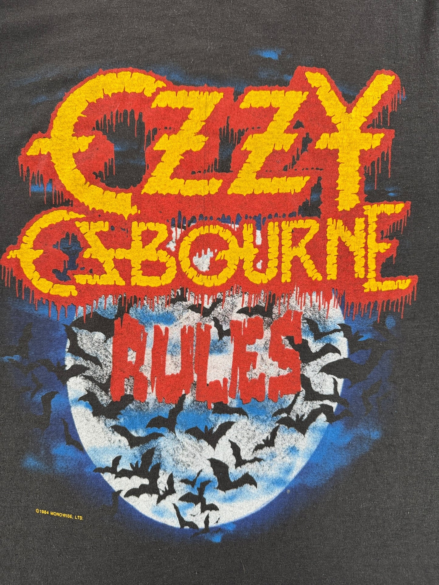 Back Graphic of Vintage Ozzy Osbourne Rules '84 Long Sleeve Chopper Tee SZ M
