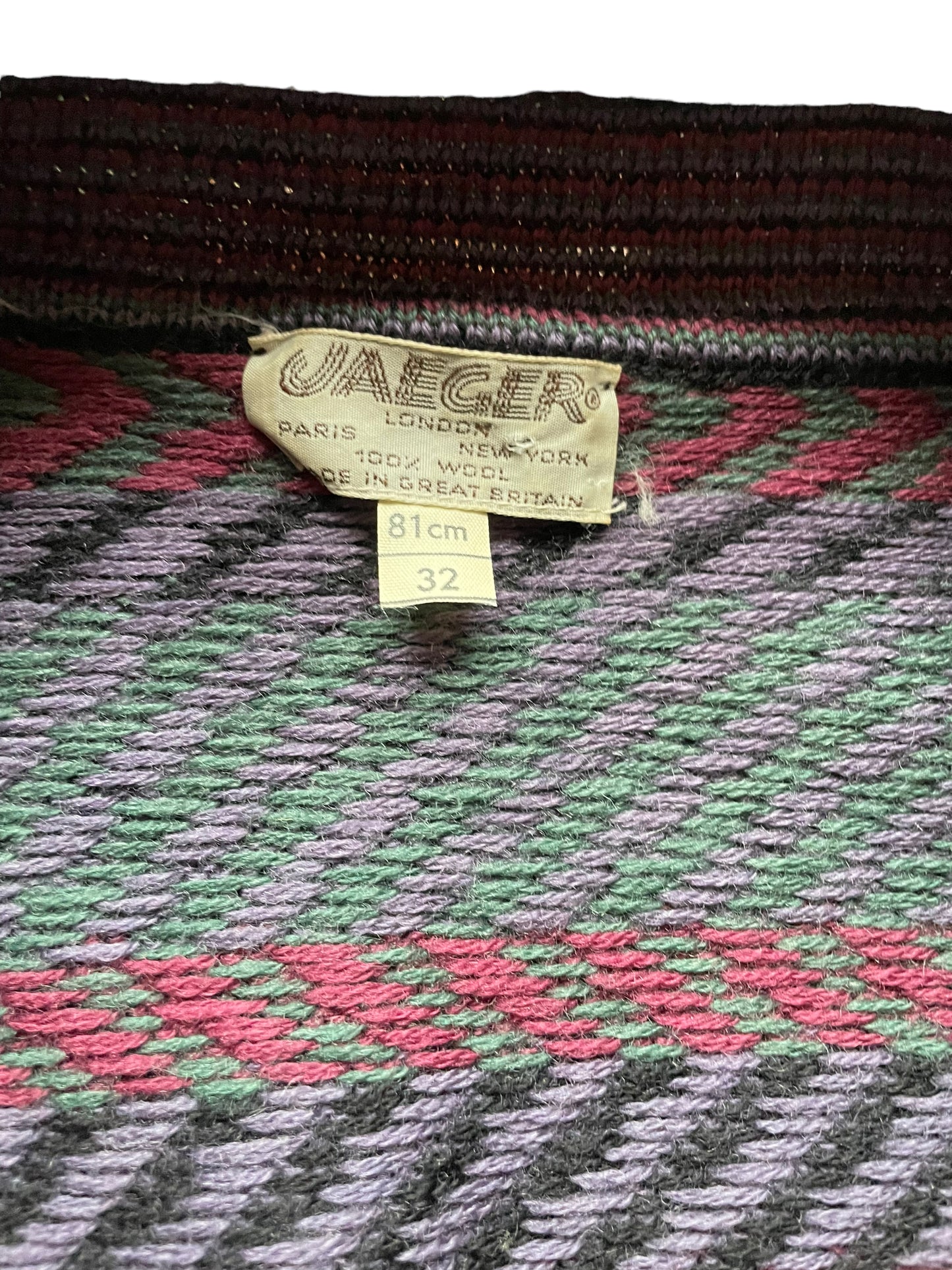 Tag view of Vintage 1980s Jaeger Knit Cardigan XS | Seattle True Vintage | Barn Owl Ladies Vintage