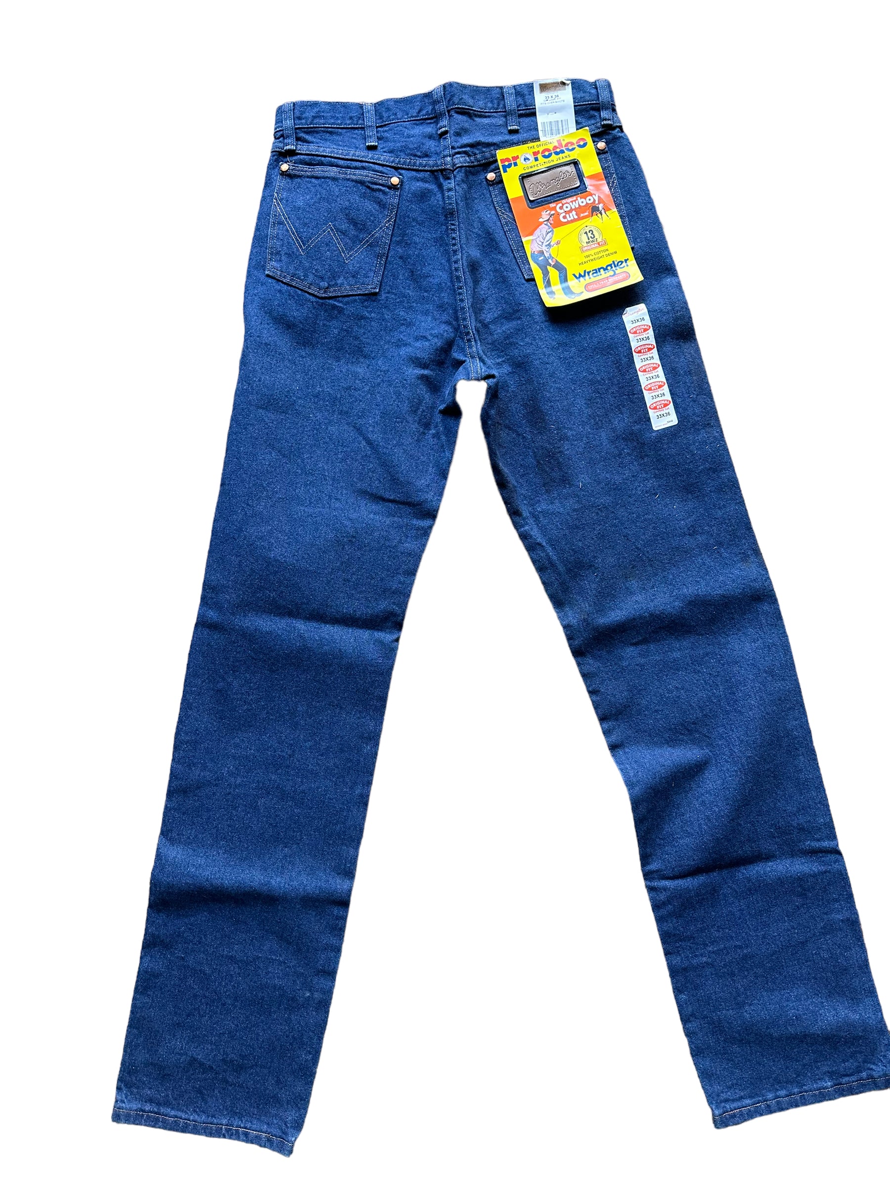 Full back view of Vintage 90s Deadstock Wrangler Cowboy Cut Denim 33x36 | Seattle Vintage Jeans | Barn Owl Vintage