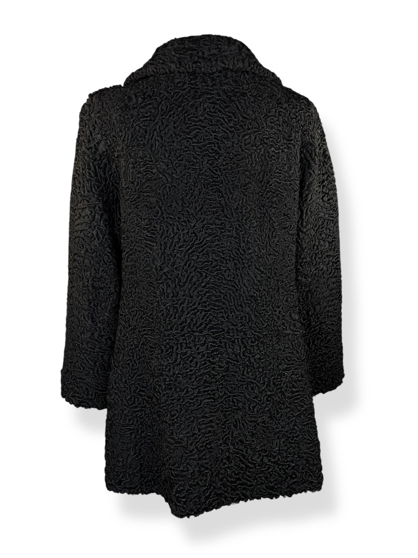 Back view of 1960s Uhlemann Furs Curly Lamb Coat L