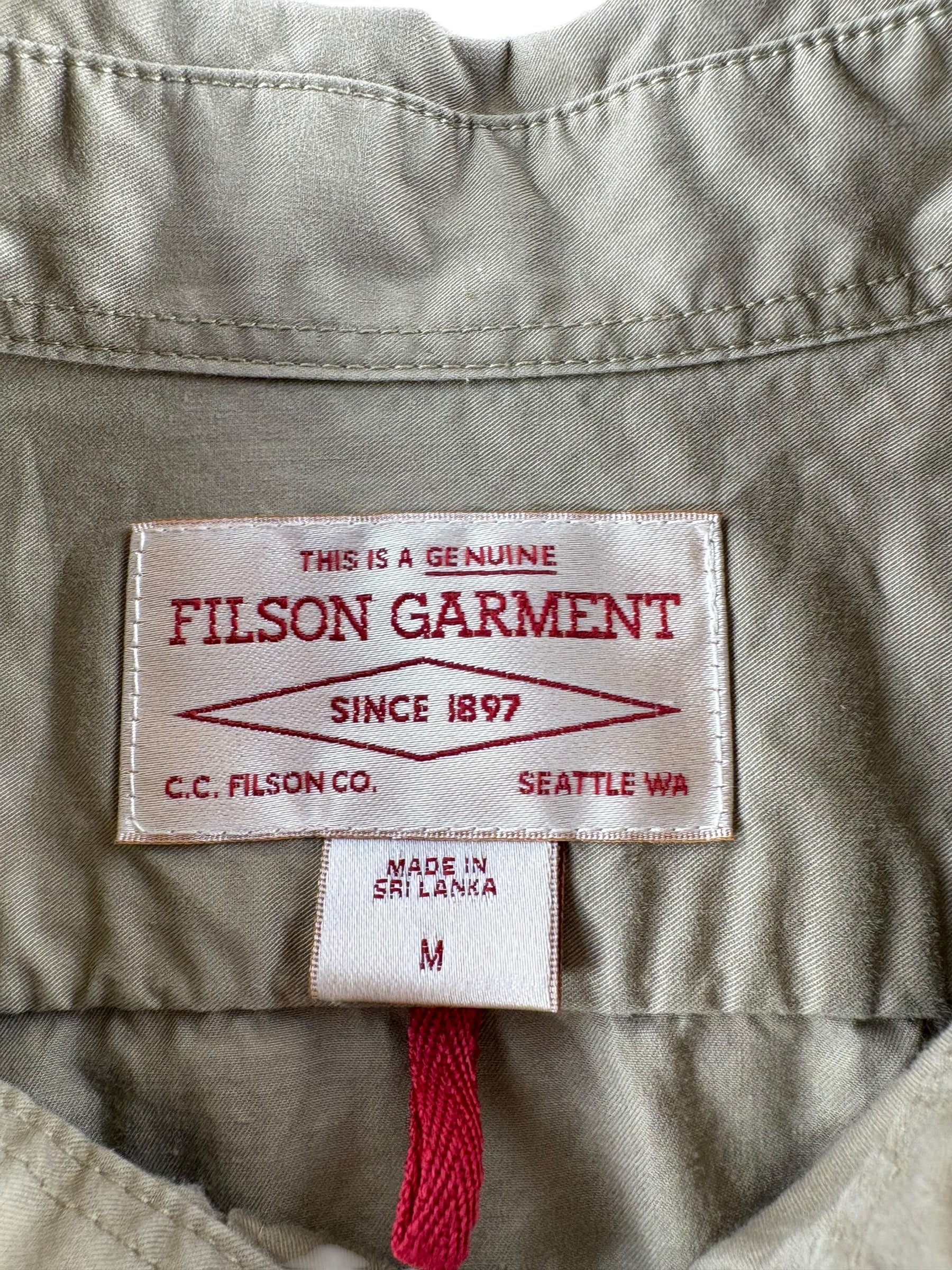 Tag on Modern Filson Khaki Safari Shirt SZ M