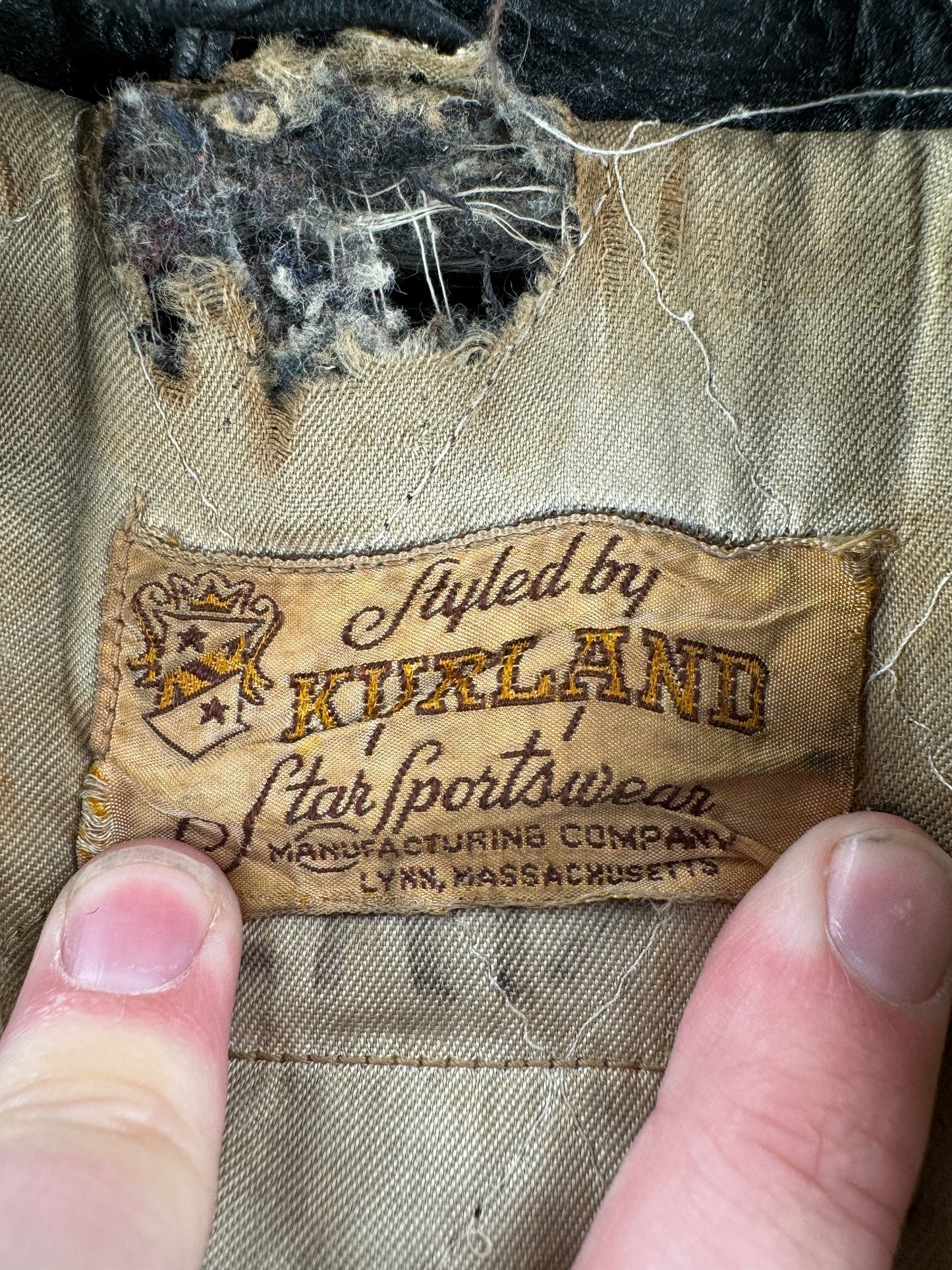Tag on Vintage Distressed Kurland by Star Sportswear Leather Jacket SZ M AS IS