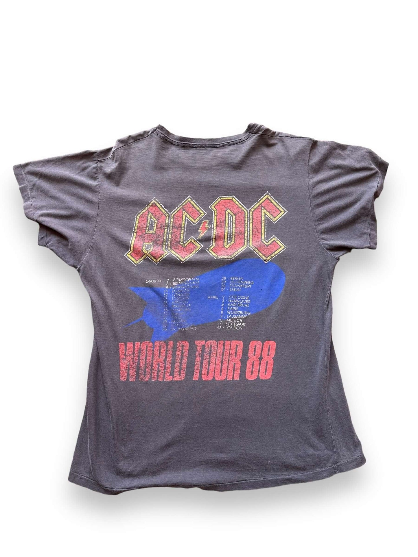 back of Vintage 80's ACDC "Heat Seeker" Band Tee Shirt SZ M
