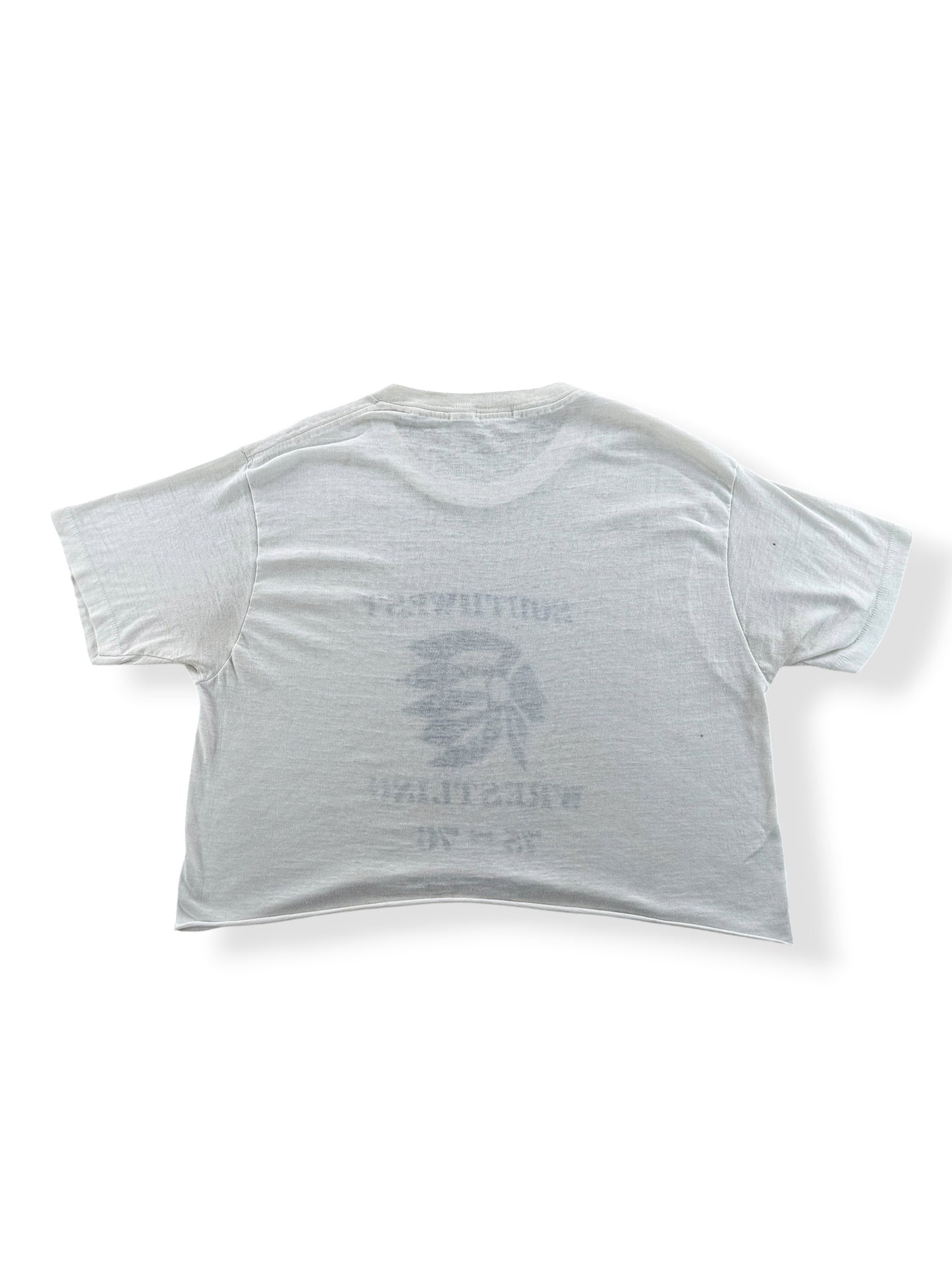 Back of Vintage SW Wrestling Crop Top Tee SZ XL (Fits L)