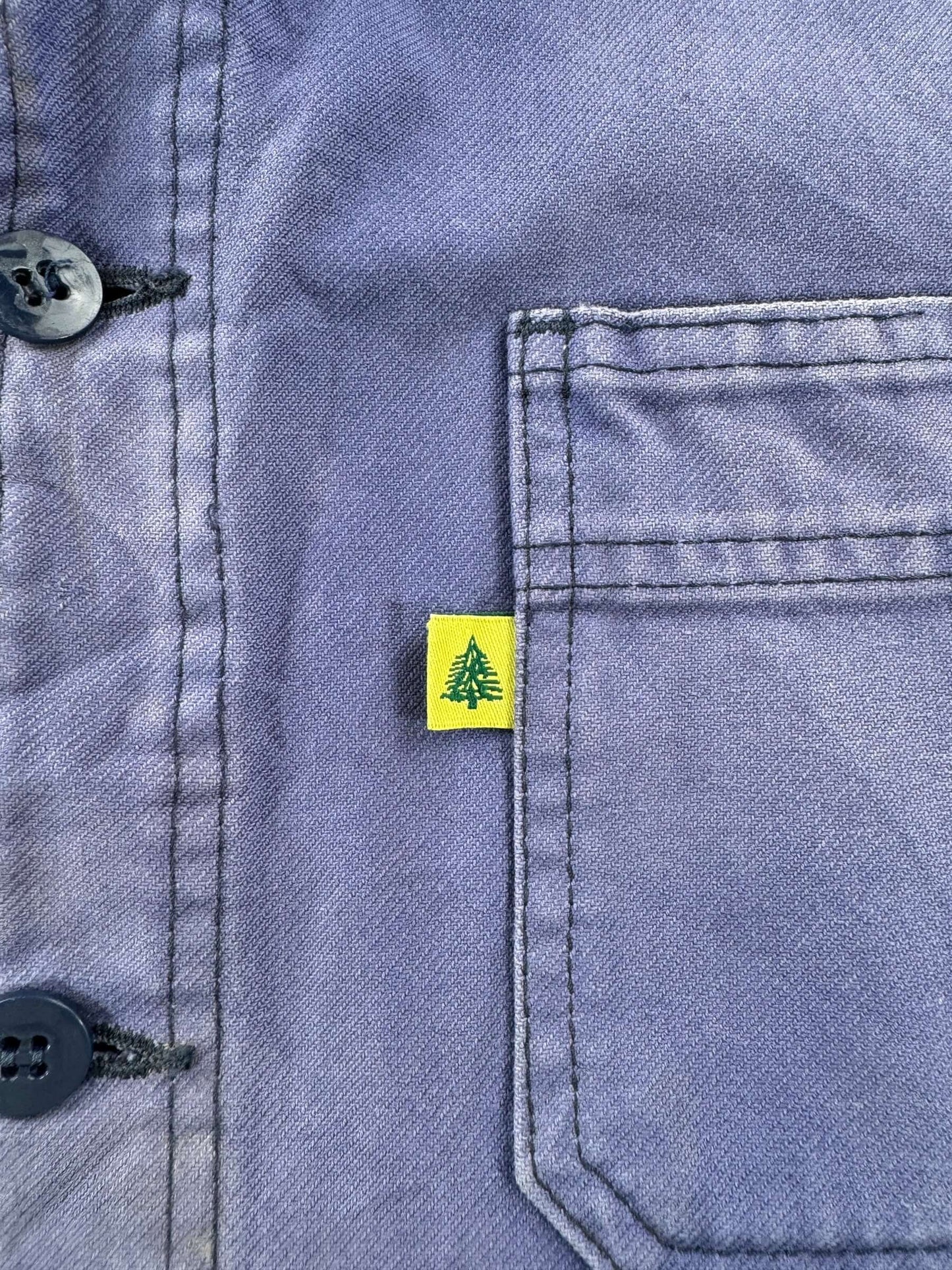 Label on Vintage Sunfaded French Chore Coat SZ XL