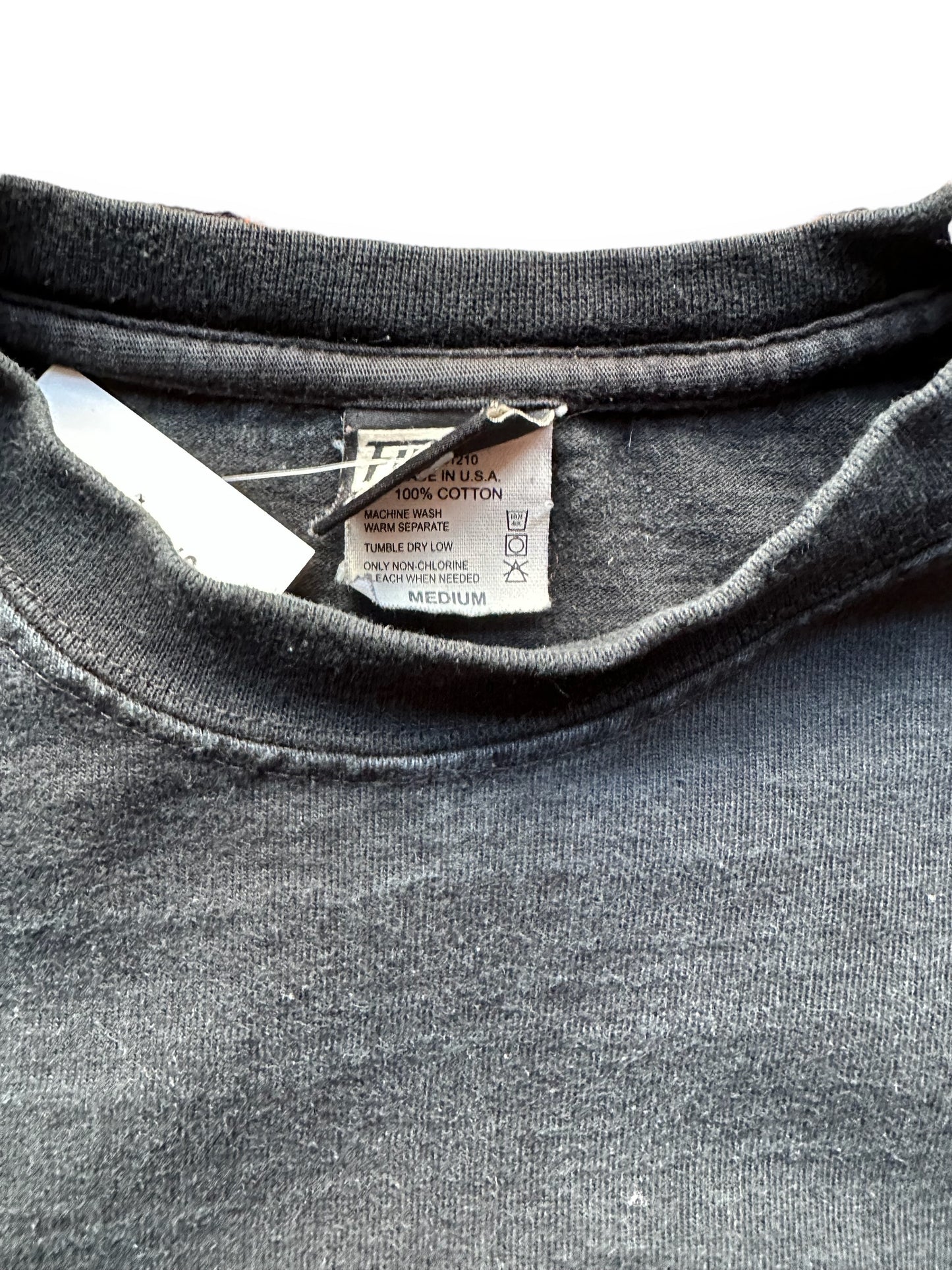 Alternate Tag View on Black Filson Loopwheel Heavyweight Cotton Pocket Tee SZ M | Barn Owl Vintage Goods | Vintage Filson Workwear Seattle