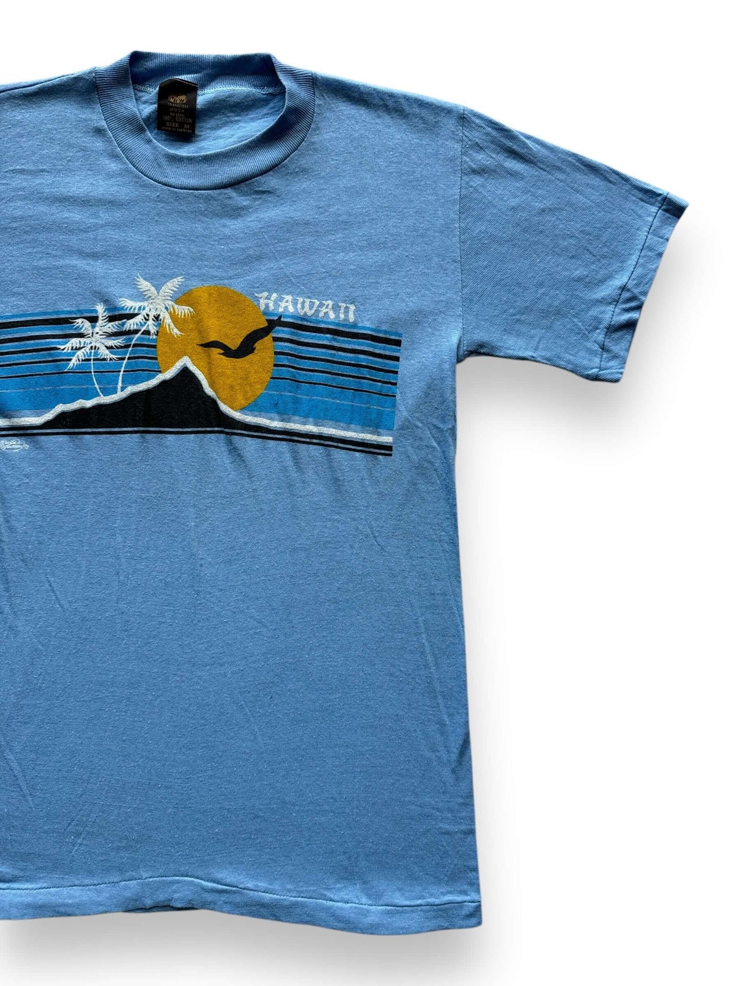 front left of Vintage Light Blue Hawaii Tee SZ M