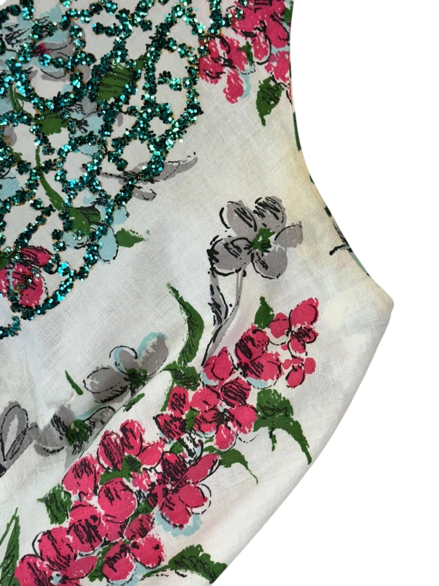 UNderarm stains of 1950s Floral Glitter Dress M