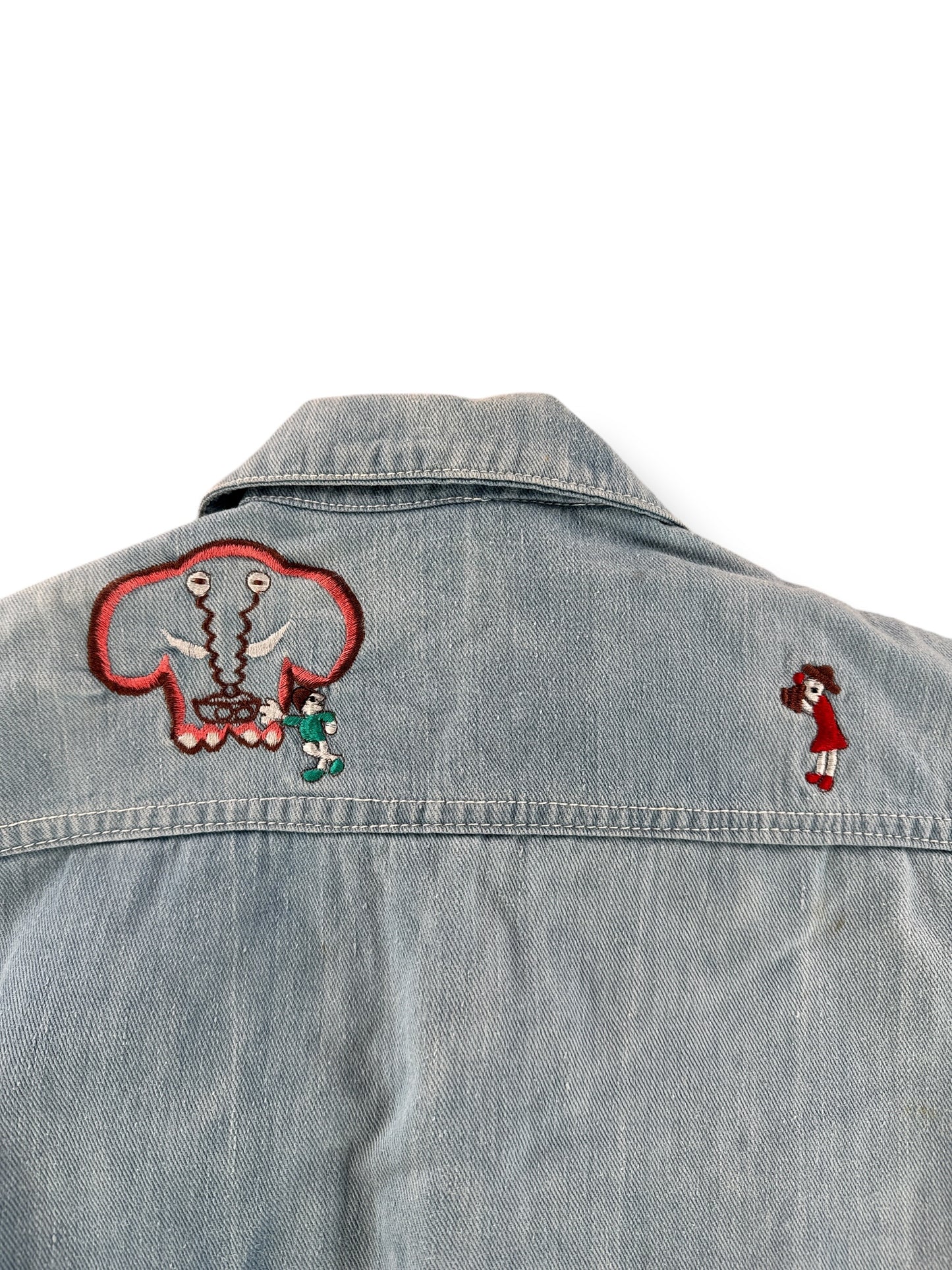 Back Embroidery on Vintage Denim Petite Trucker w/ Embroidery SZ XS