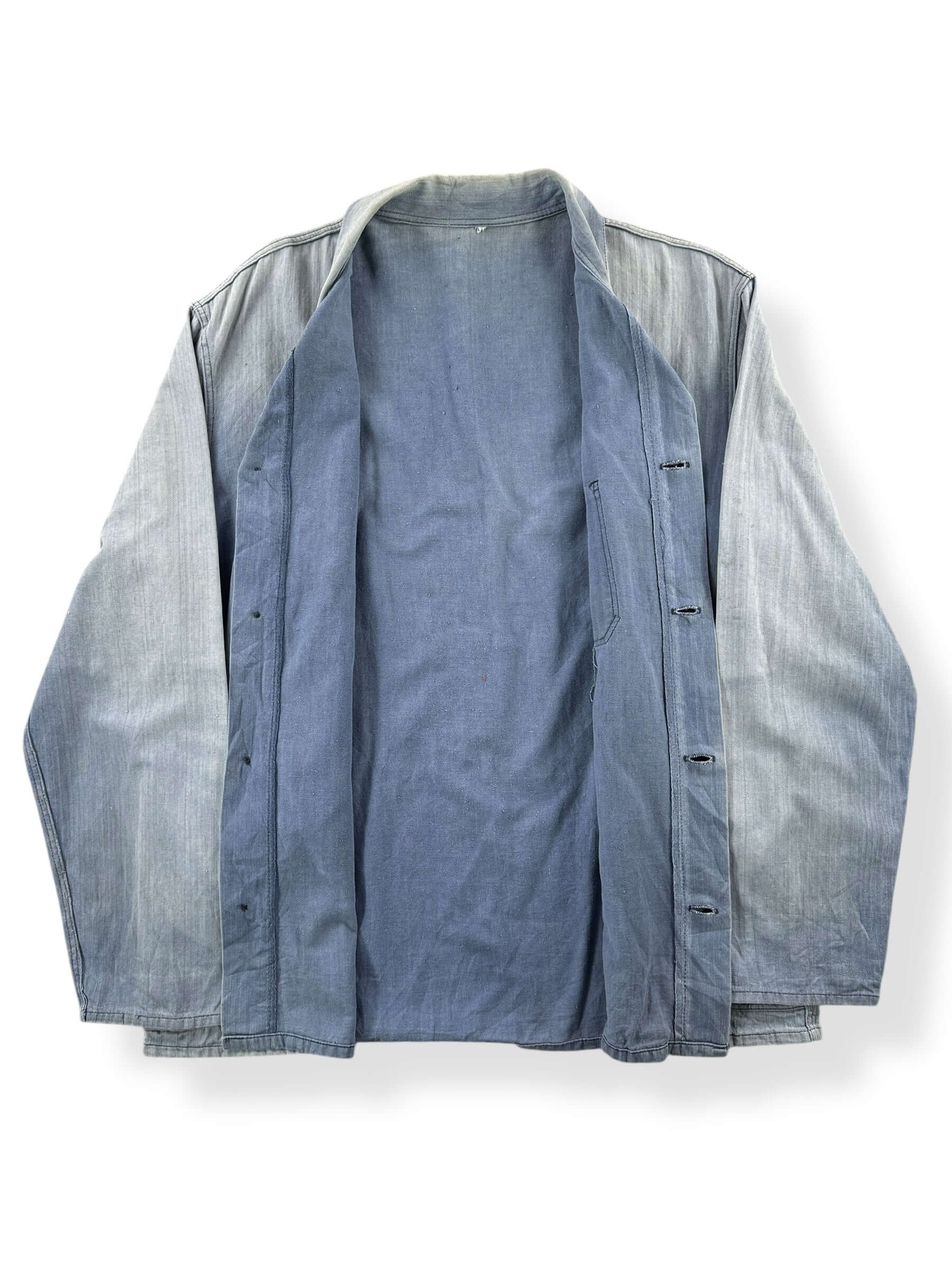 Inside of Vintage Amazingly Sunfaded French Chore Coat SZ L