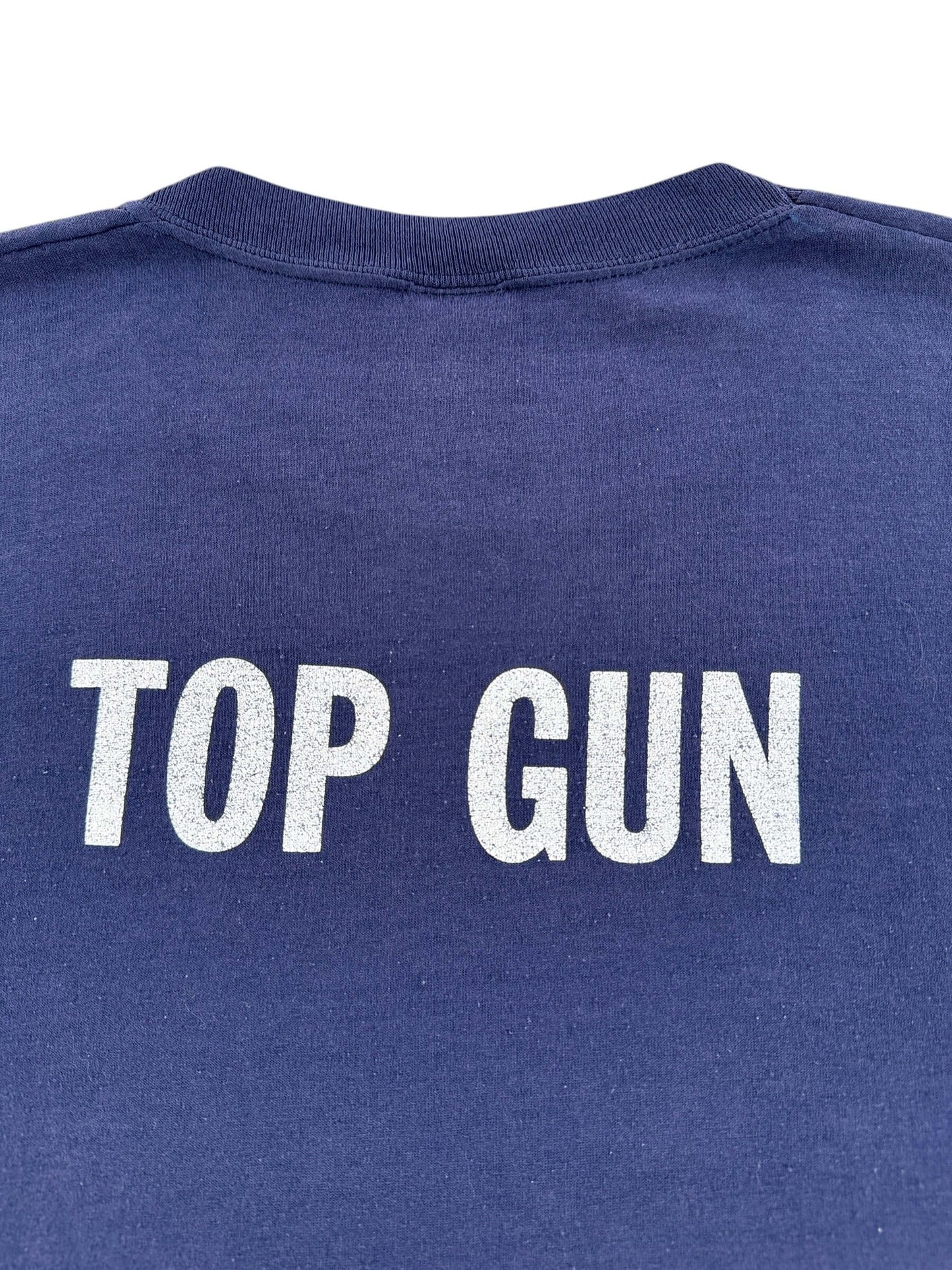 Back Graphic of Vintage Fighter Jet Top Gun Tee SZ XL (Fits L)