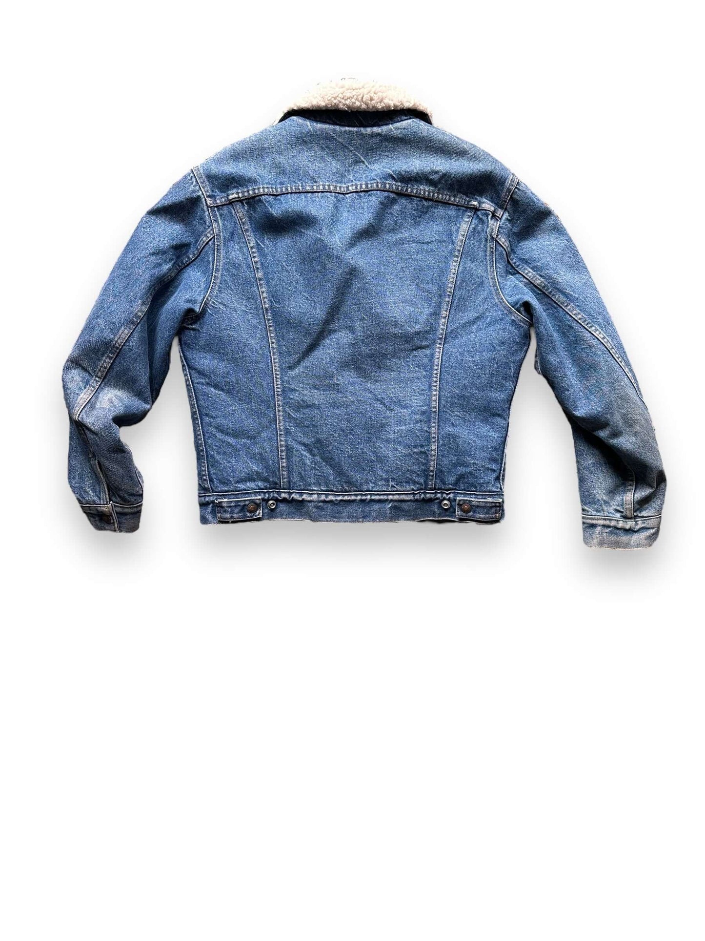 Rear View of Vintage Levis Orange Tab Sherpa Type III Denim Jacket SZ 42 | Vintage Denim Workwear Seattle