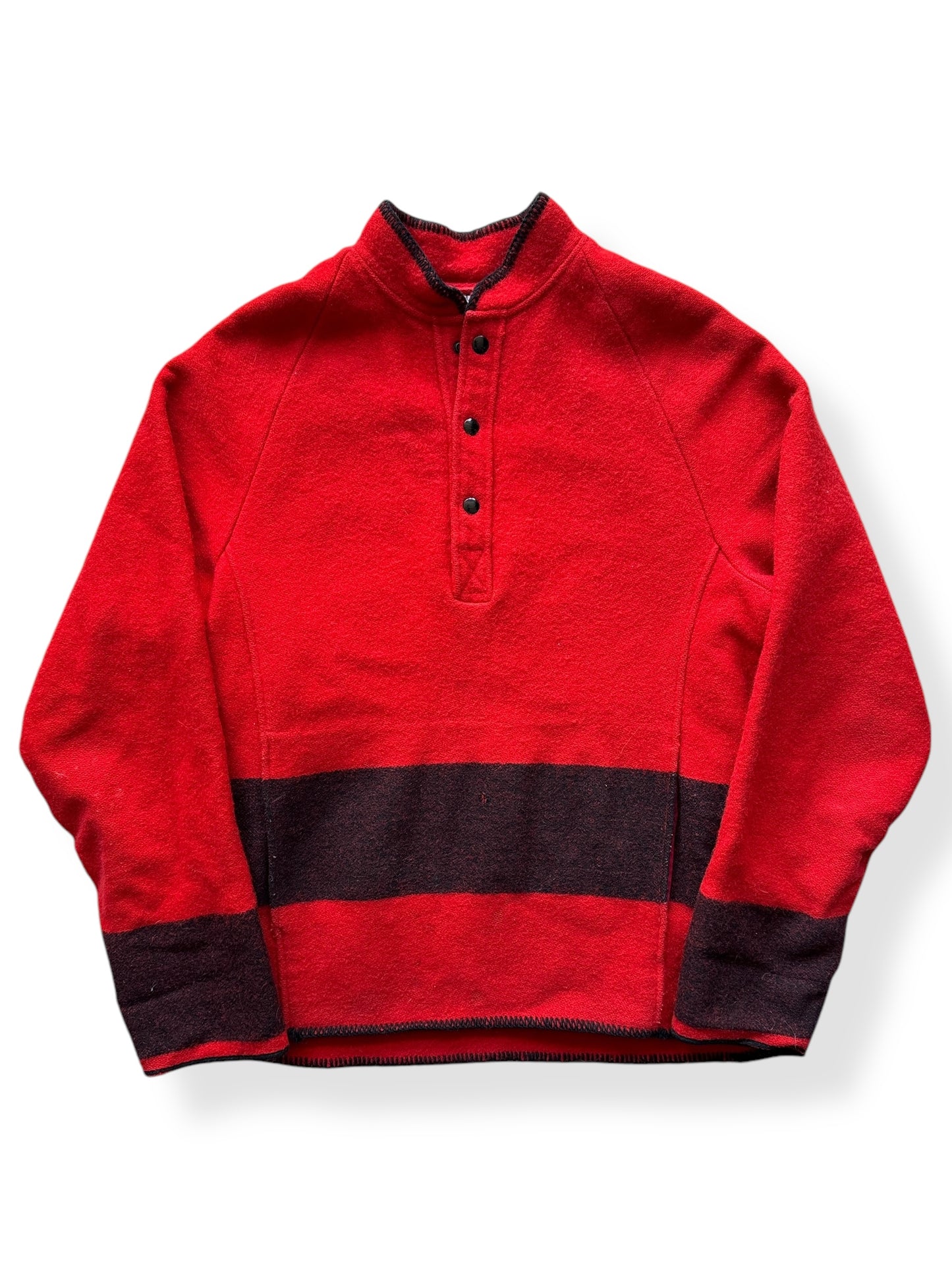 Front of Vintage Woolrich Hudson's Bay Blanket Pullover Jacket SZ L