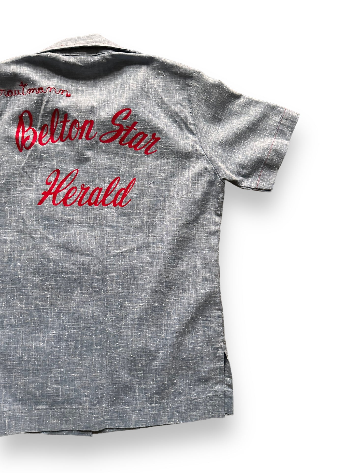 back right of Vintage Belton Star Herald Ladies Bowling Shirt SZ M | Vintage Bowling Shirt Seattle | Barn Owl Vintage Seattle