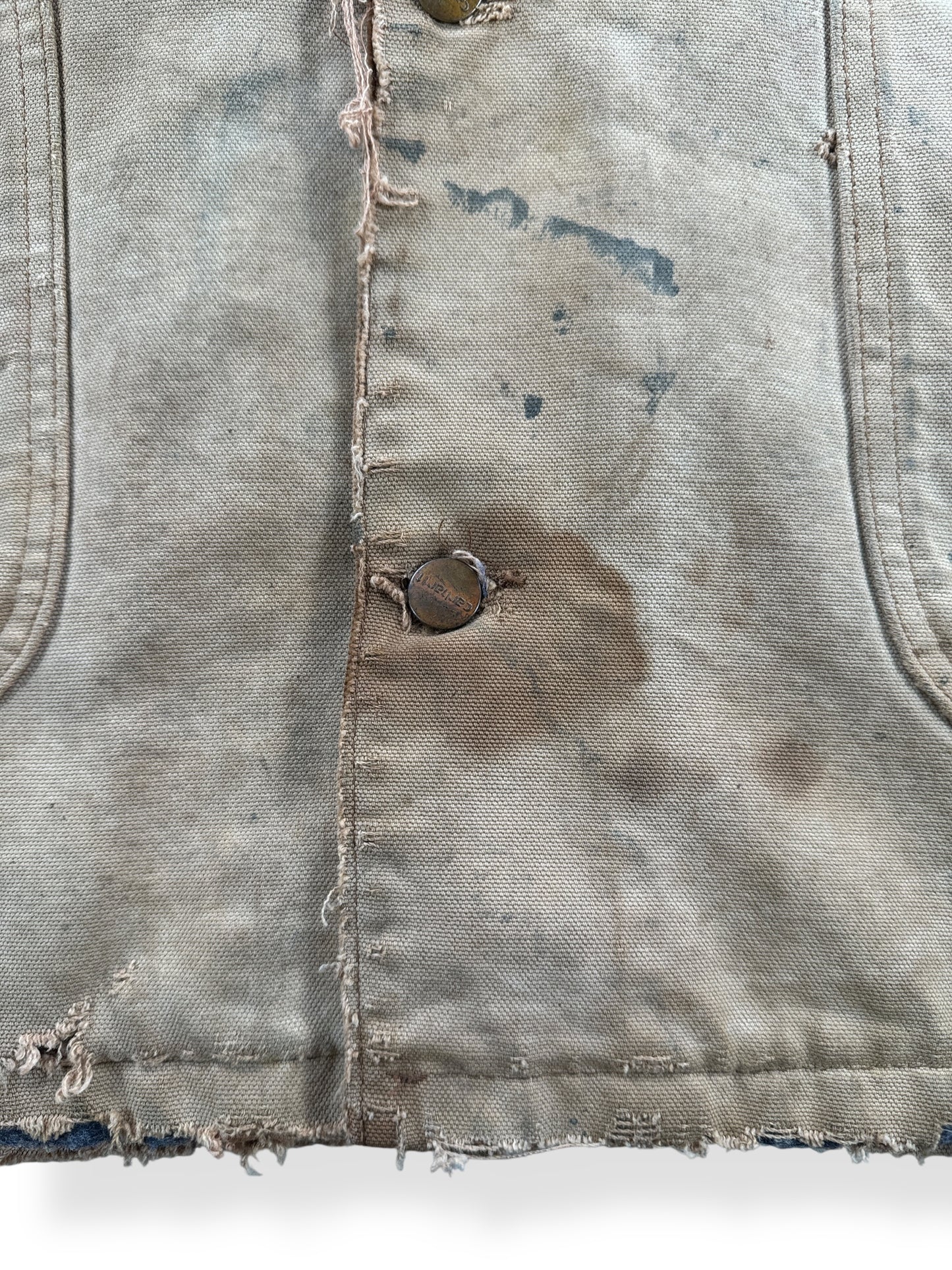 Stain on Vintage 70s Era Thrashed Carhartt Chore Coat SZ 46