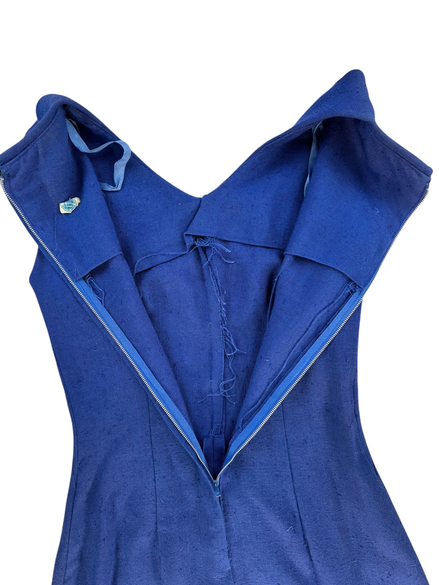 Open view o1 960s Blue Dress with Scalloped Collar S