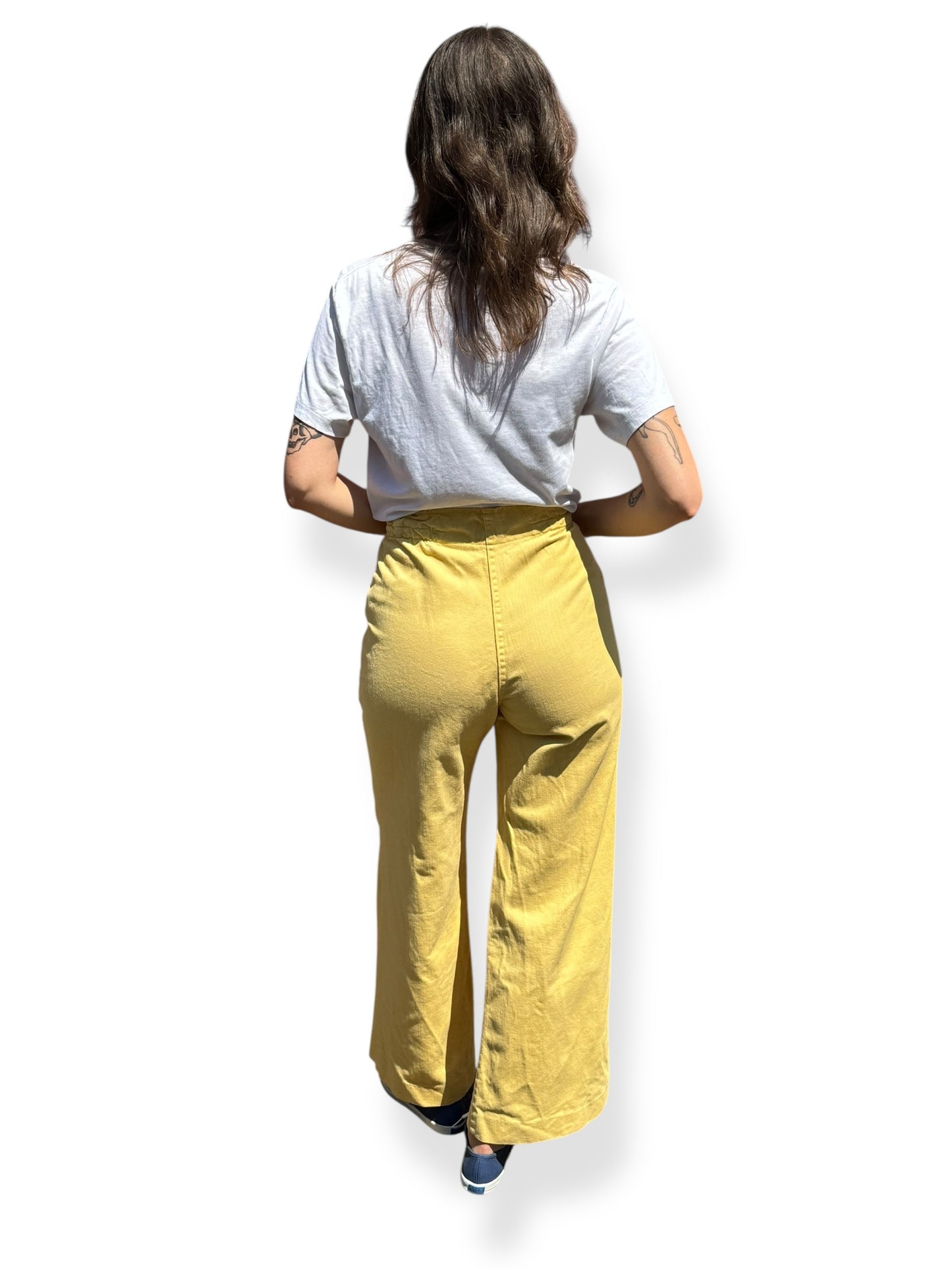 Vintage Pastel Yellow Smile Co Grin & Wear It Trousers W32