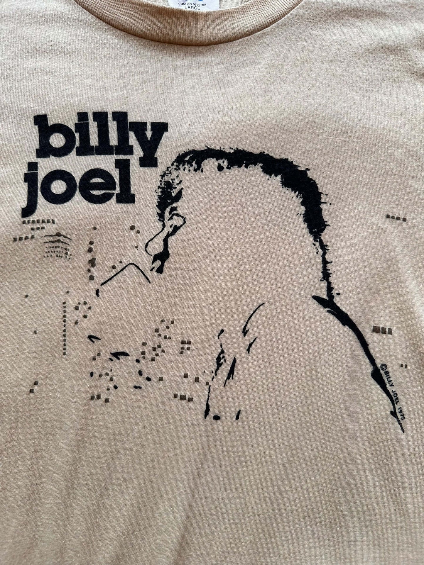 front graphic of Vintage 70s Billy Joel Tee Shirt SZ S