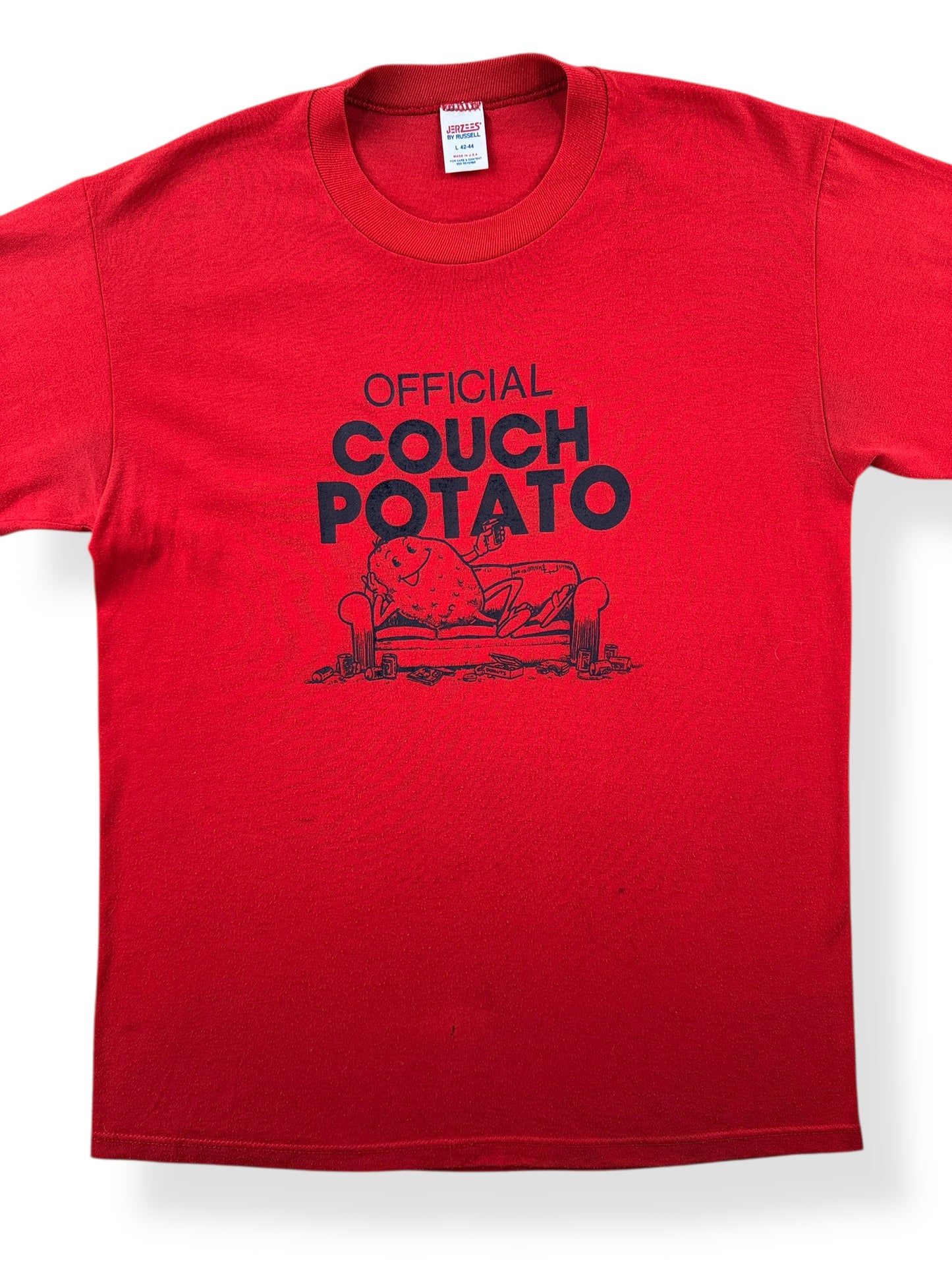 Front Close Up of Vintage Couch Potato Tee SZ M