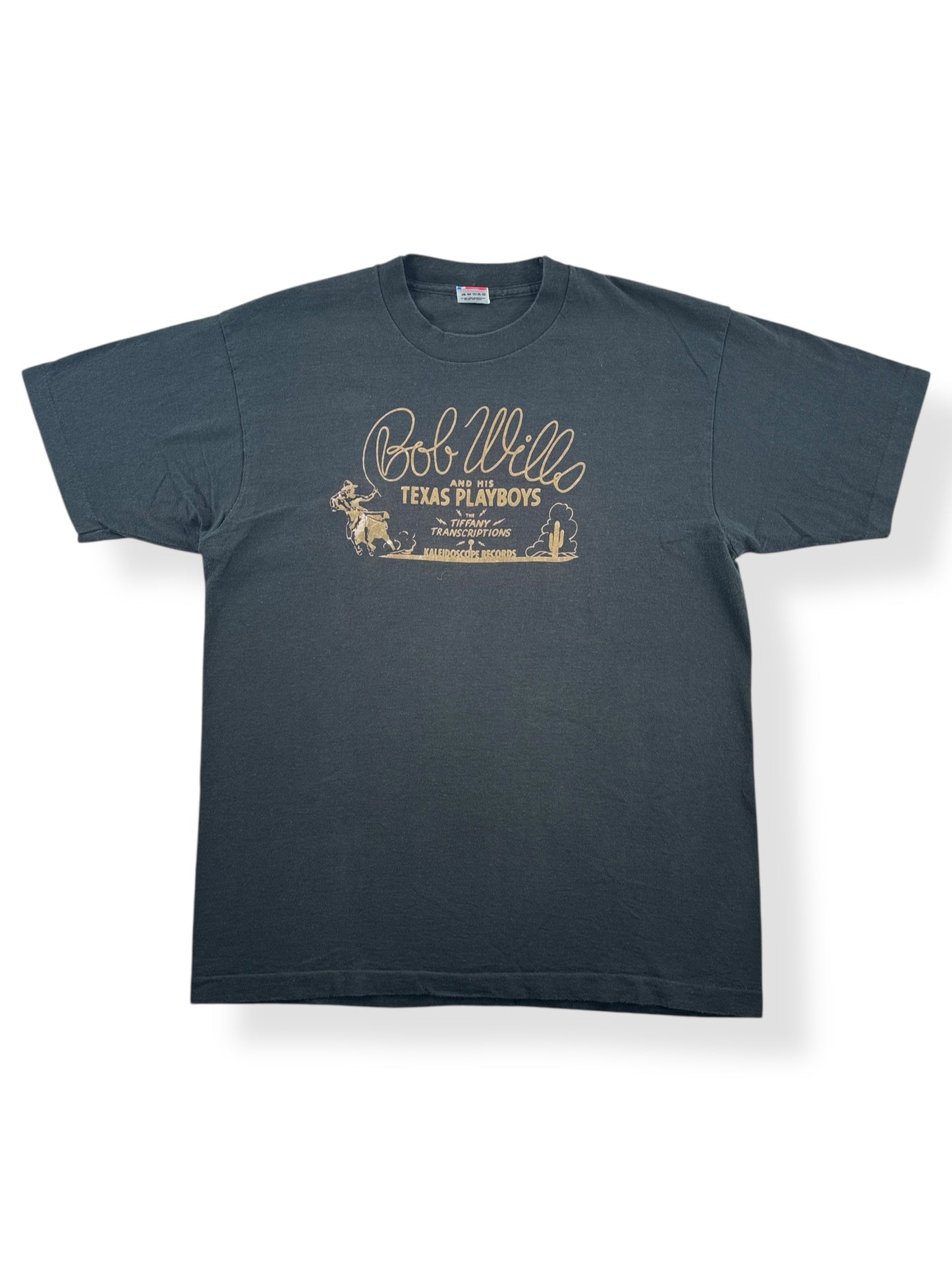 Front of Vintage NOS Bob Wills Black Tee SZ L