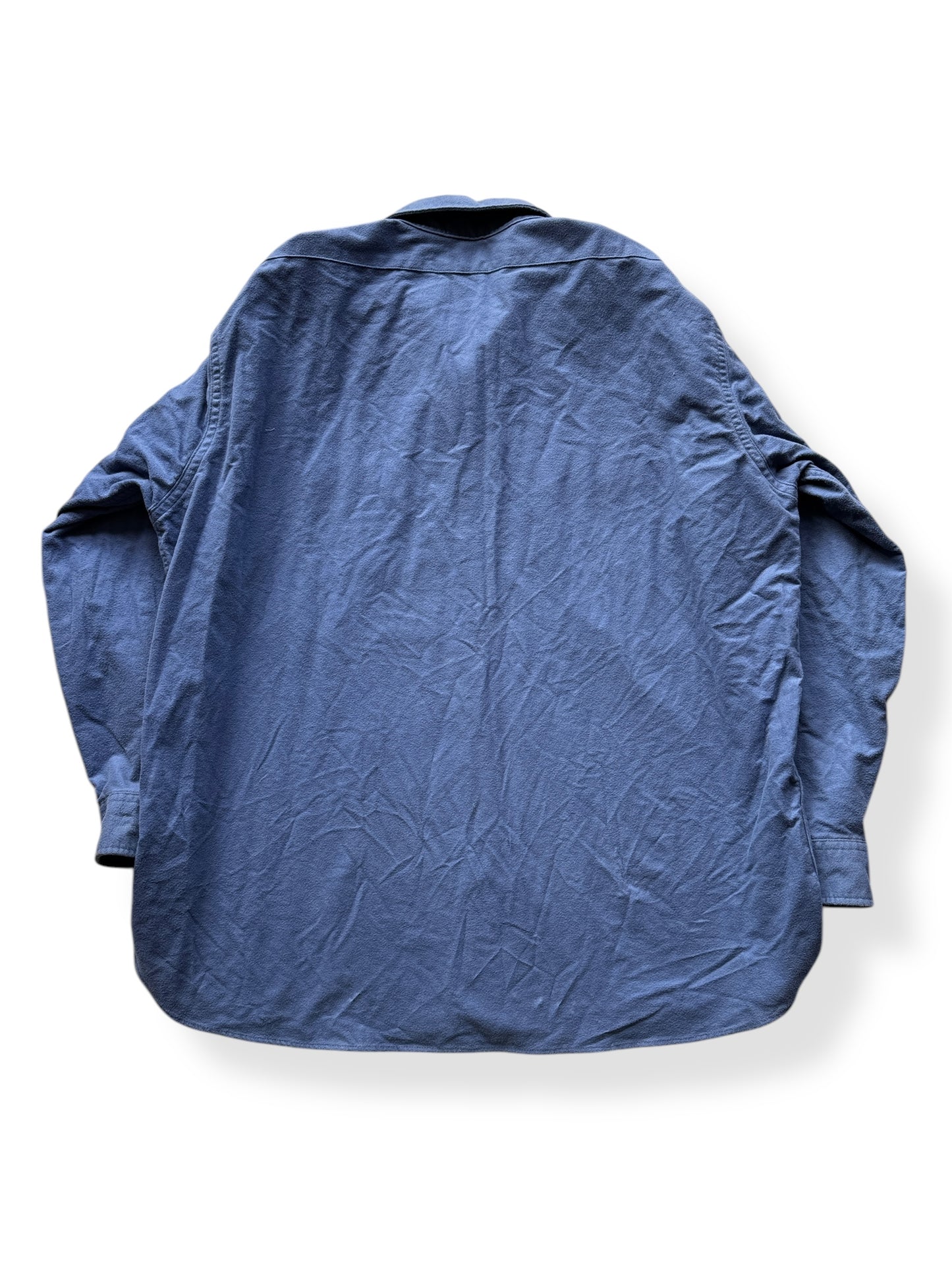Back of Vintage Blue LL Bean Chamois Cloth Shirt SZ XXL Tall
