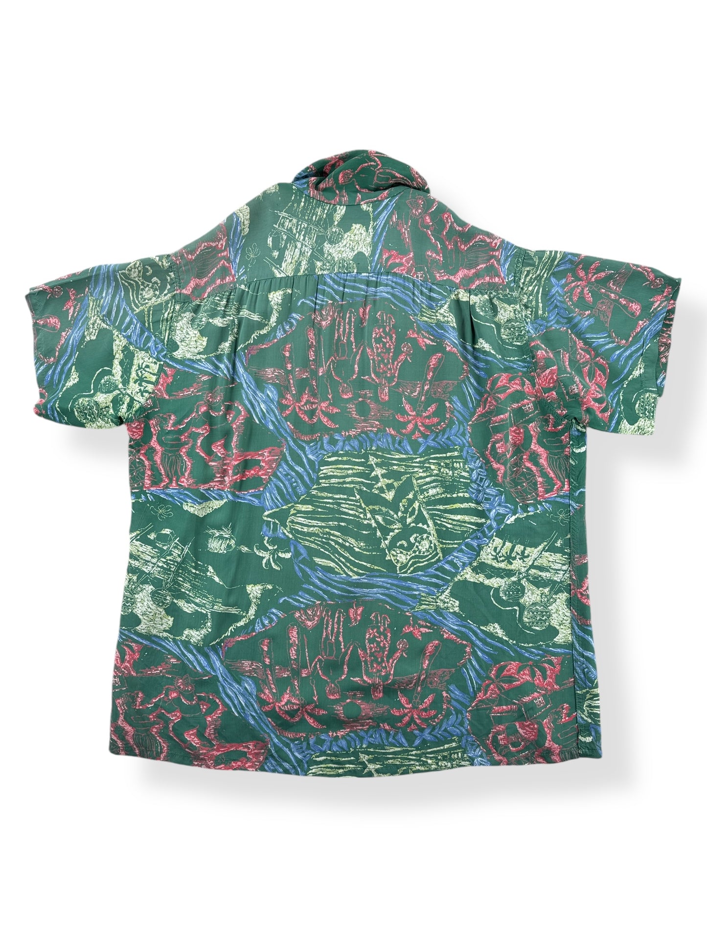 Back of Vintage Gaugin Print Aloha Shirt SZ L