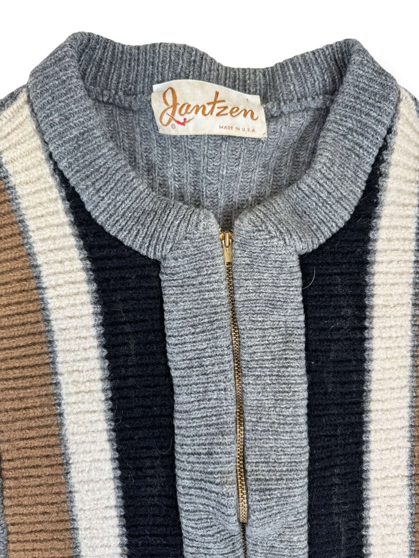 Tag view of Vintage 1950s Jantzen Zip Cardigan Sweater L