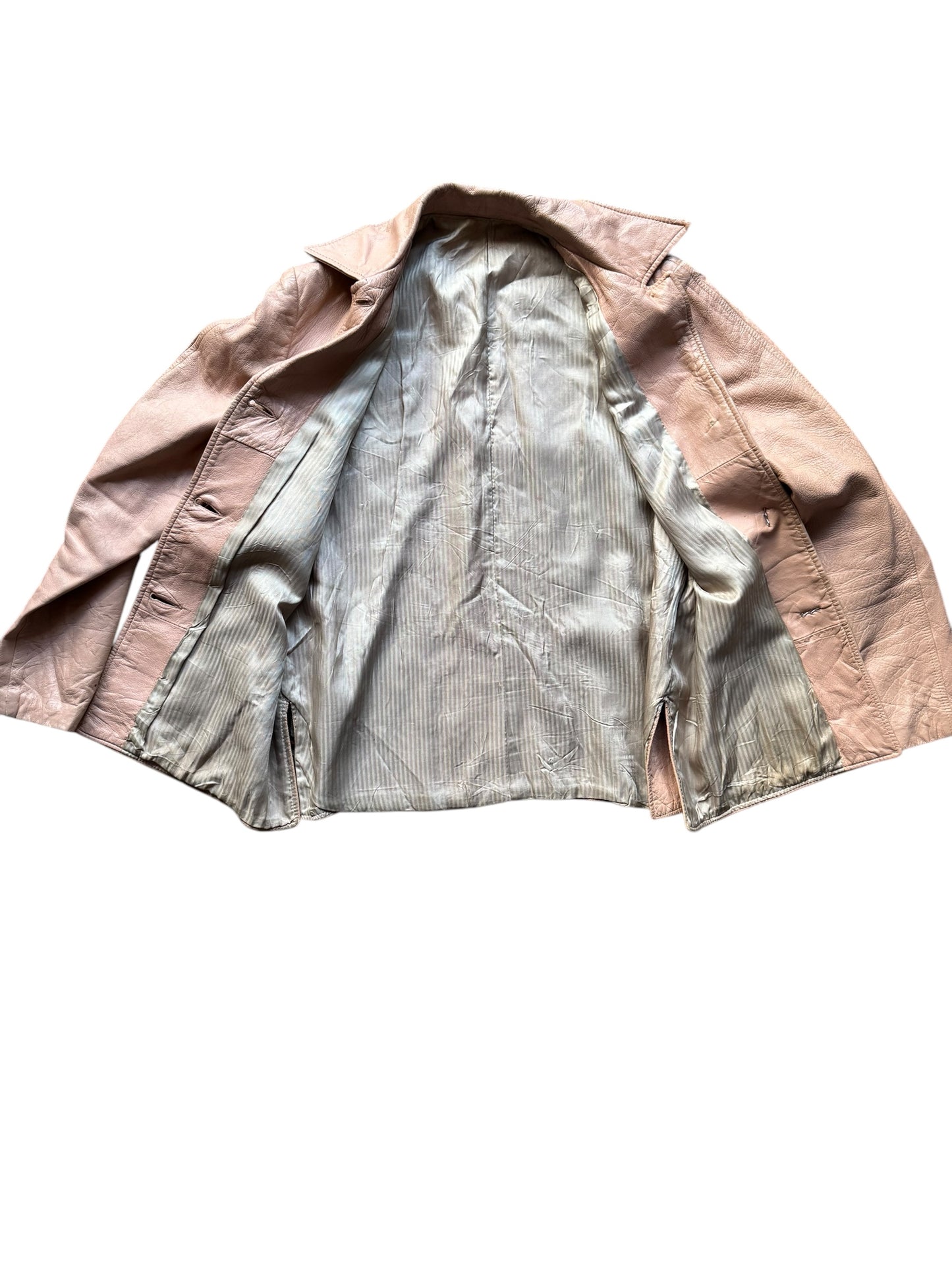 Open view of 1940s Pale Pink Leather Jacket M