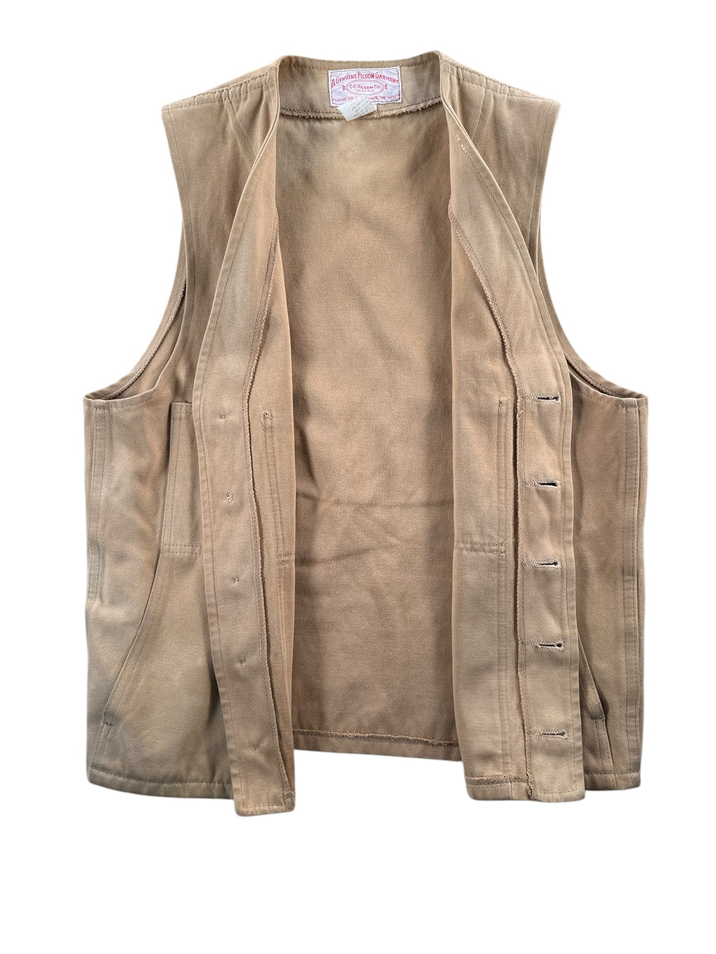 Inside of Vintage Filson Moleskin Vest SZ 38