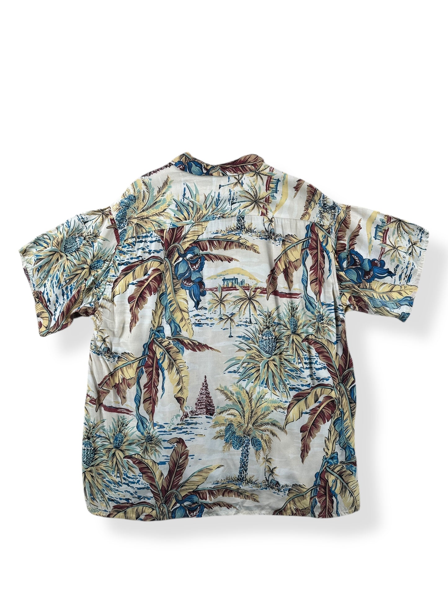 Back of Vintage Rayon Floral Aloha Shirt SZ L