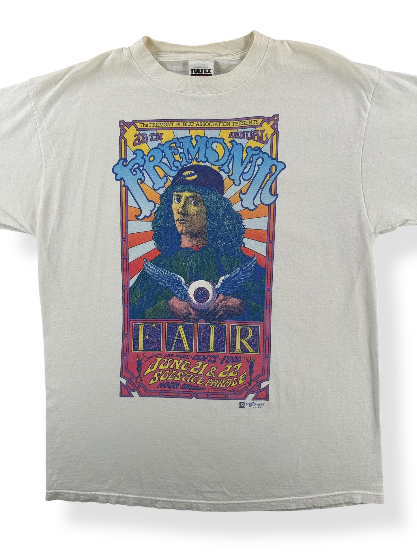 Front Close Up of Vintage 1997 Fremont Fair Tee SZ XL