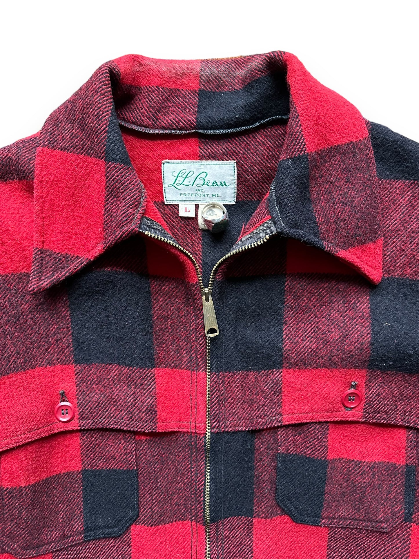 Upper Front View of Vintage L.L. Bean Wool Jacket SZ L | Vintage Wool Jacket Seattle | Seattle Vintage Clothing