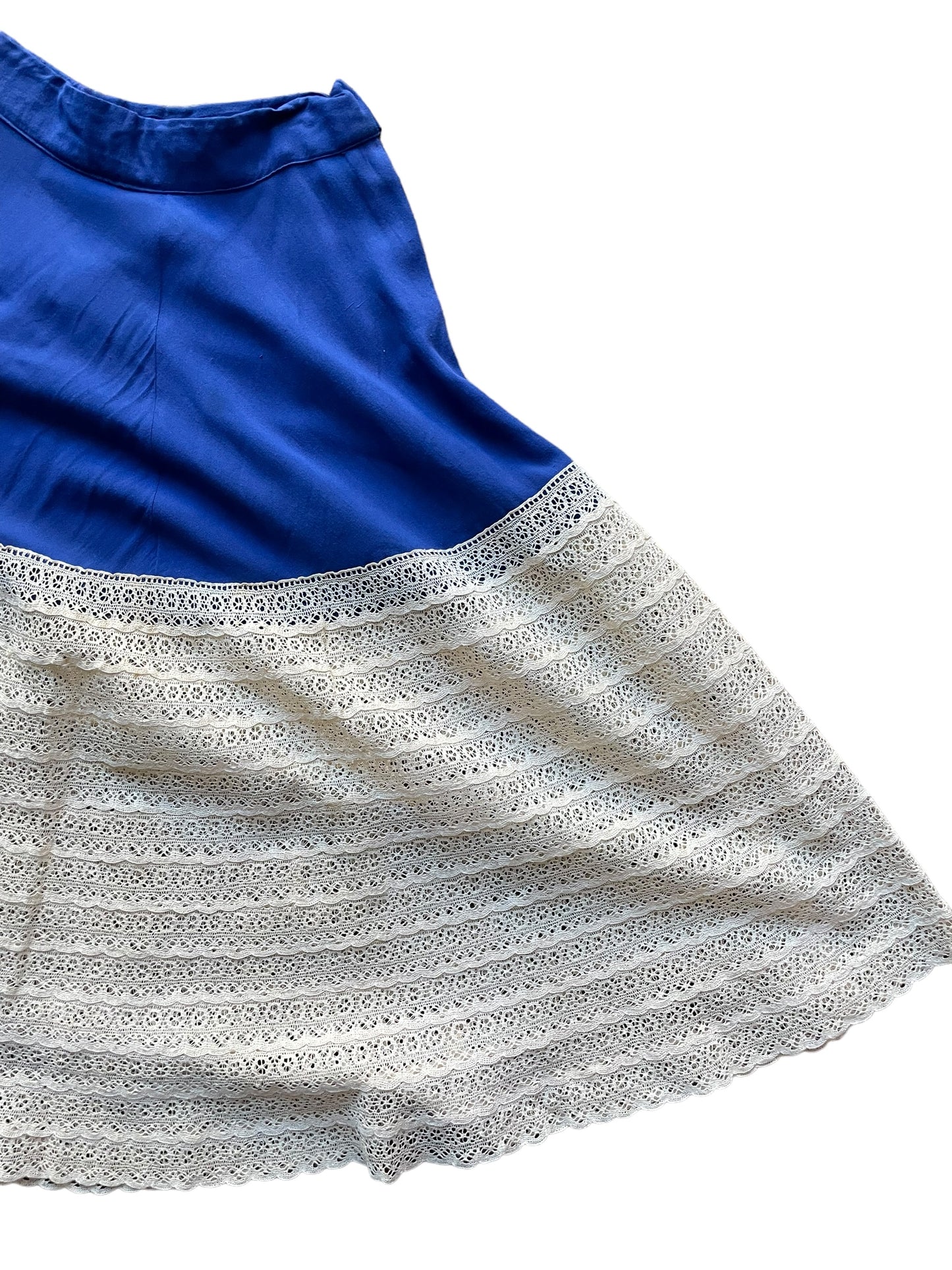 Front side view of 1950s Handmade Lace Circle Skirt SZ S-M