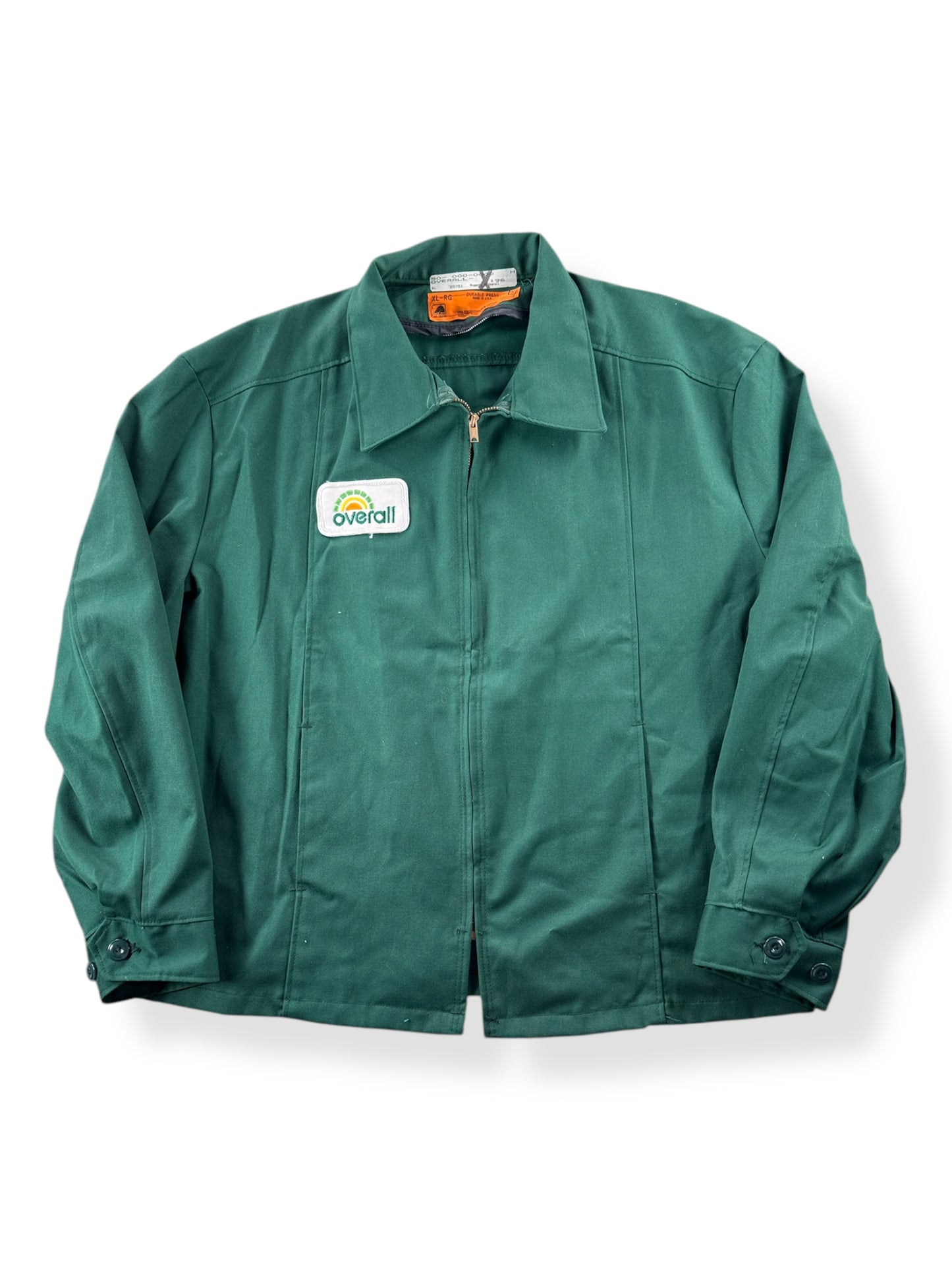 Front of Vintage Green Overall Gas Station Jacket SZ XL