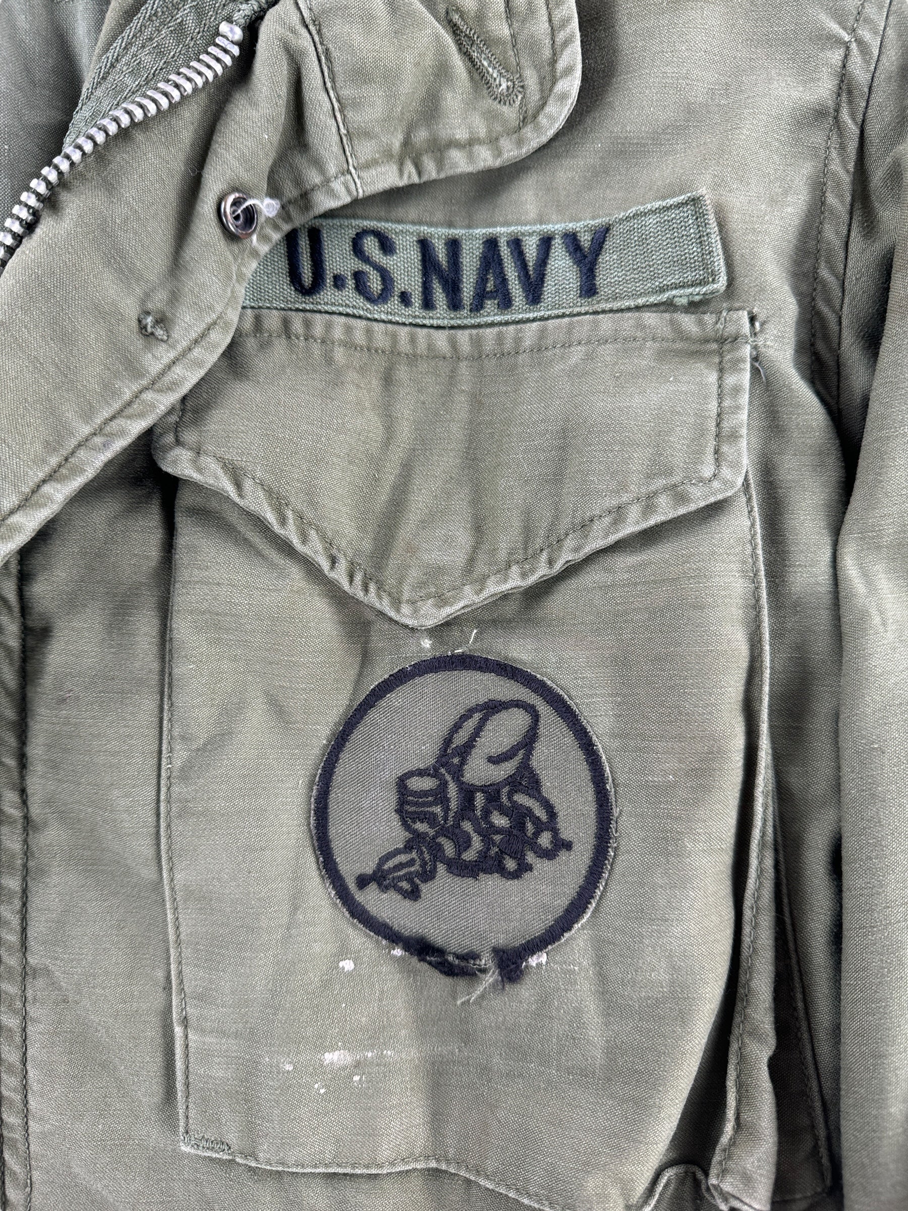 Patch on Vintage Seabees M65 Field Jacket SZ M AS IS