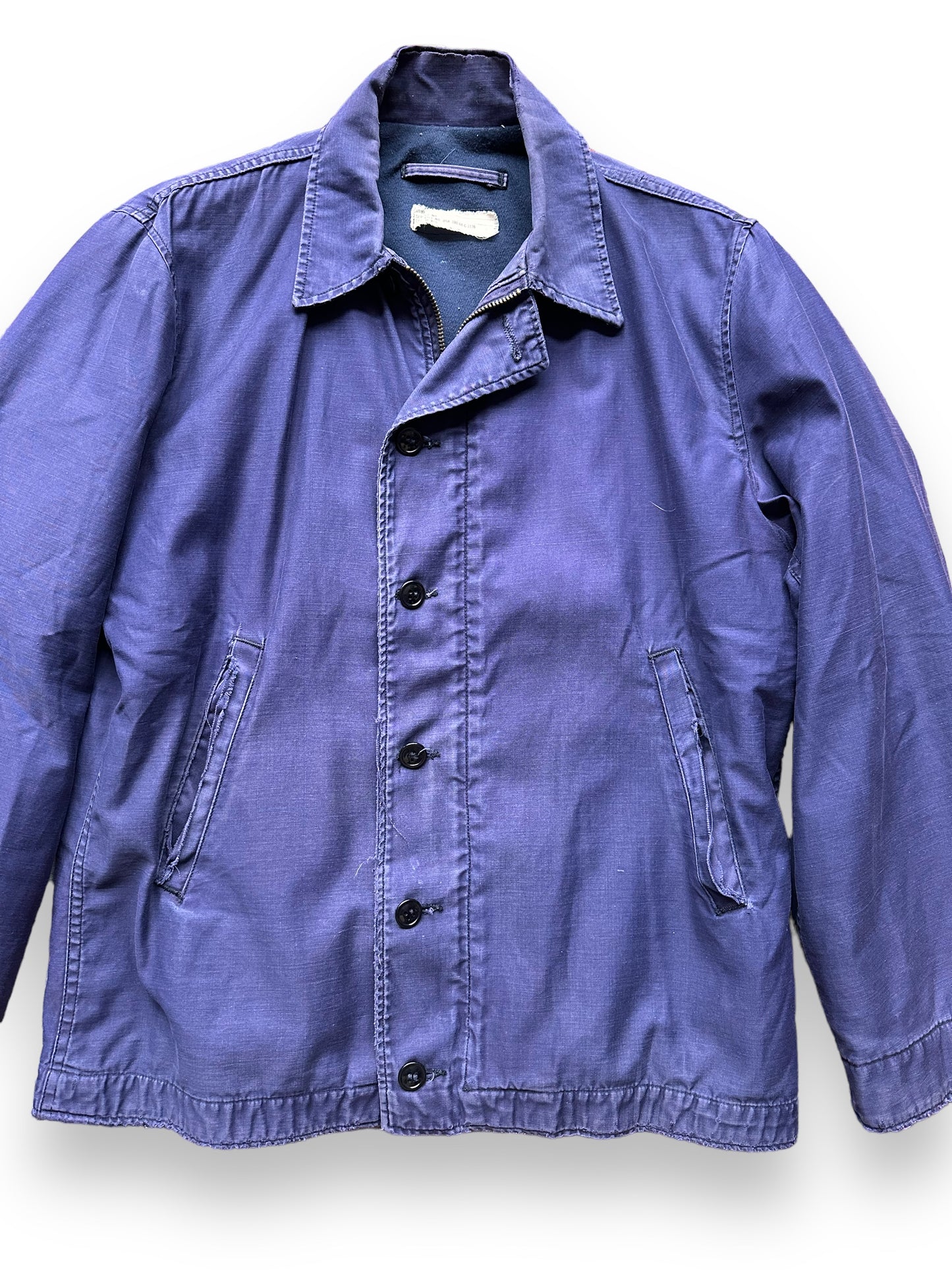 Front Detail on Vintage 1968 N-4 Utility Deck Jacket SZ 38 | Vietnam Deck Jacket Seattle | Barn Owl Vintage Seattle