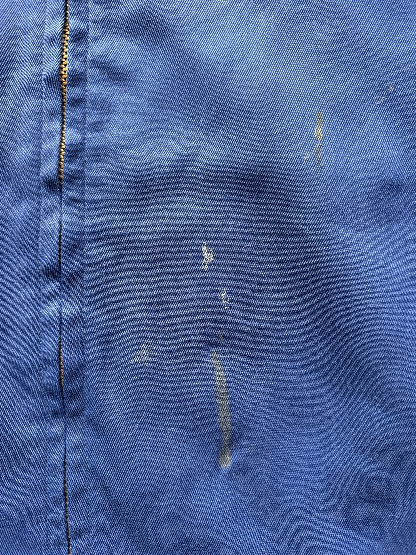 Stains on Vintage Unitog Koratron Blue Shop Jacket SZ 48