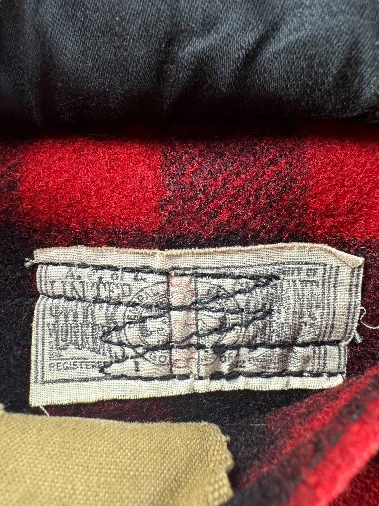 Union Tag on Vintage Filson Hunter Jacket with Custom Pocket Flaps SZ 46