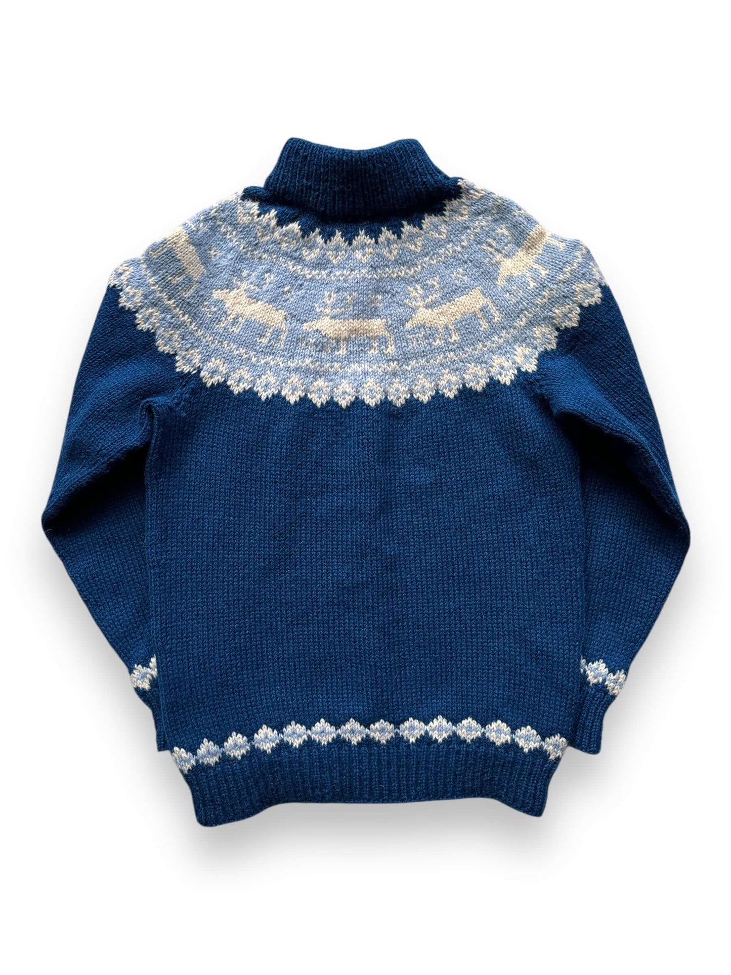 back of Vintage Blue Reindeer Danish Wool Sweater SZ S