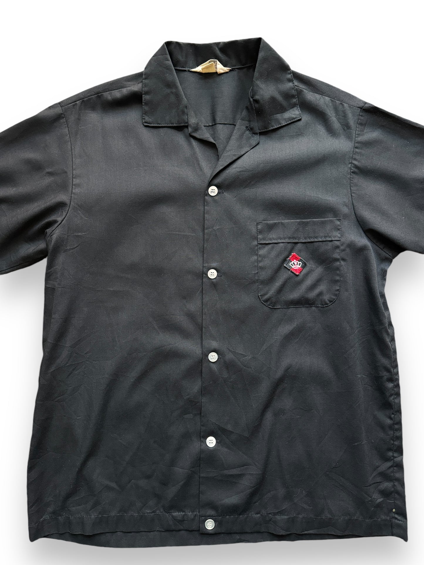 Vintage Black Rayon Sheet Metal Bowling Shirt SZ M